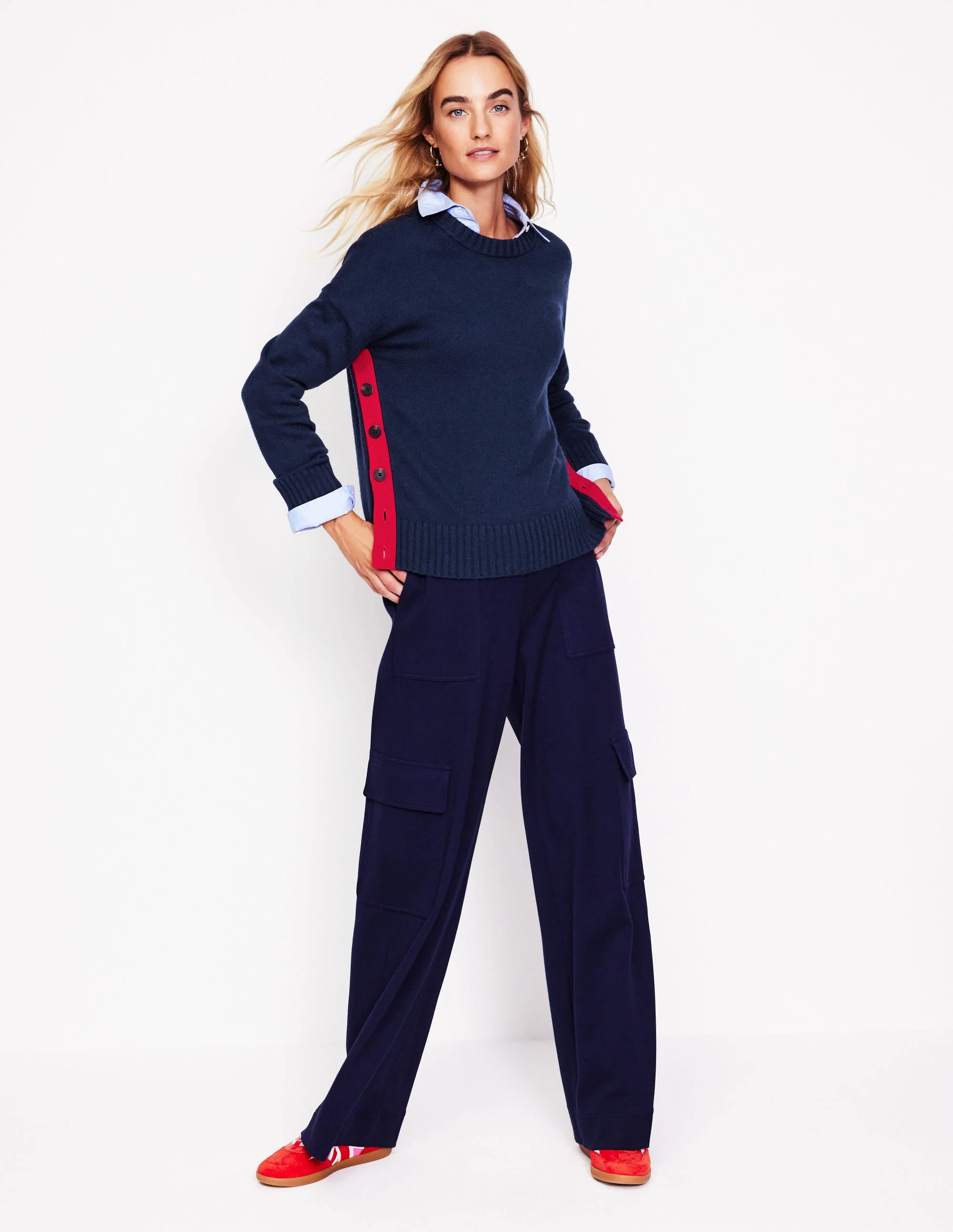 Zia Pullover mit seitlichen Knöpfen-Aqua Marine Marl - Image 4