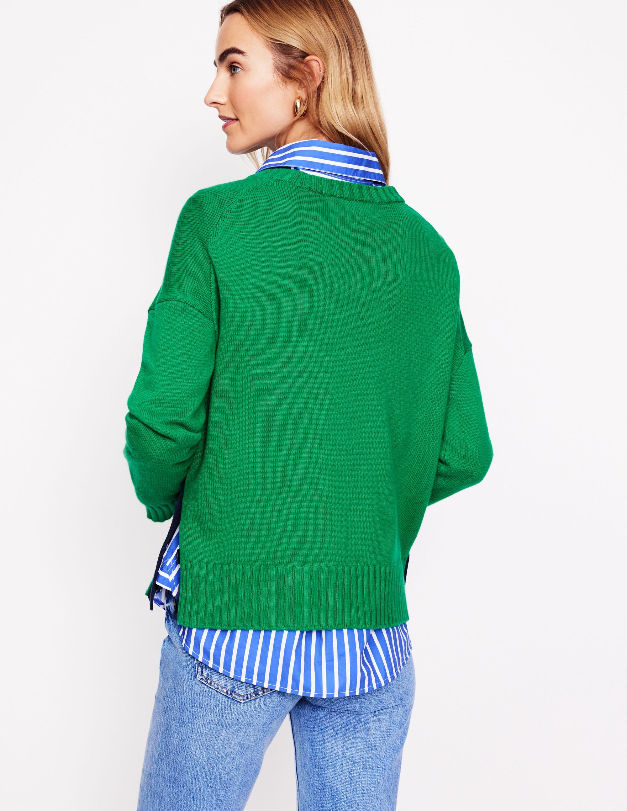 Zia Pullover mit seitlichen Knöpfen-Sattes Smaragdgrün - Image 4