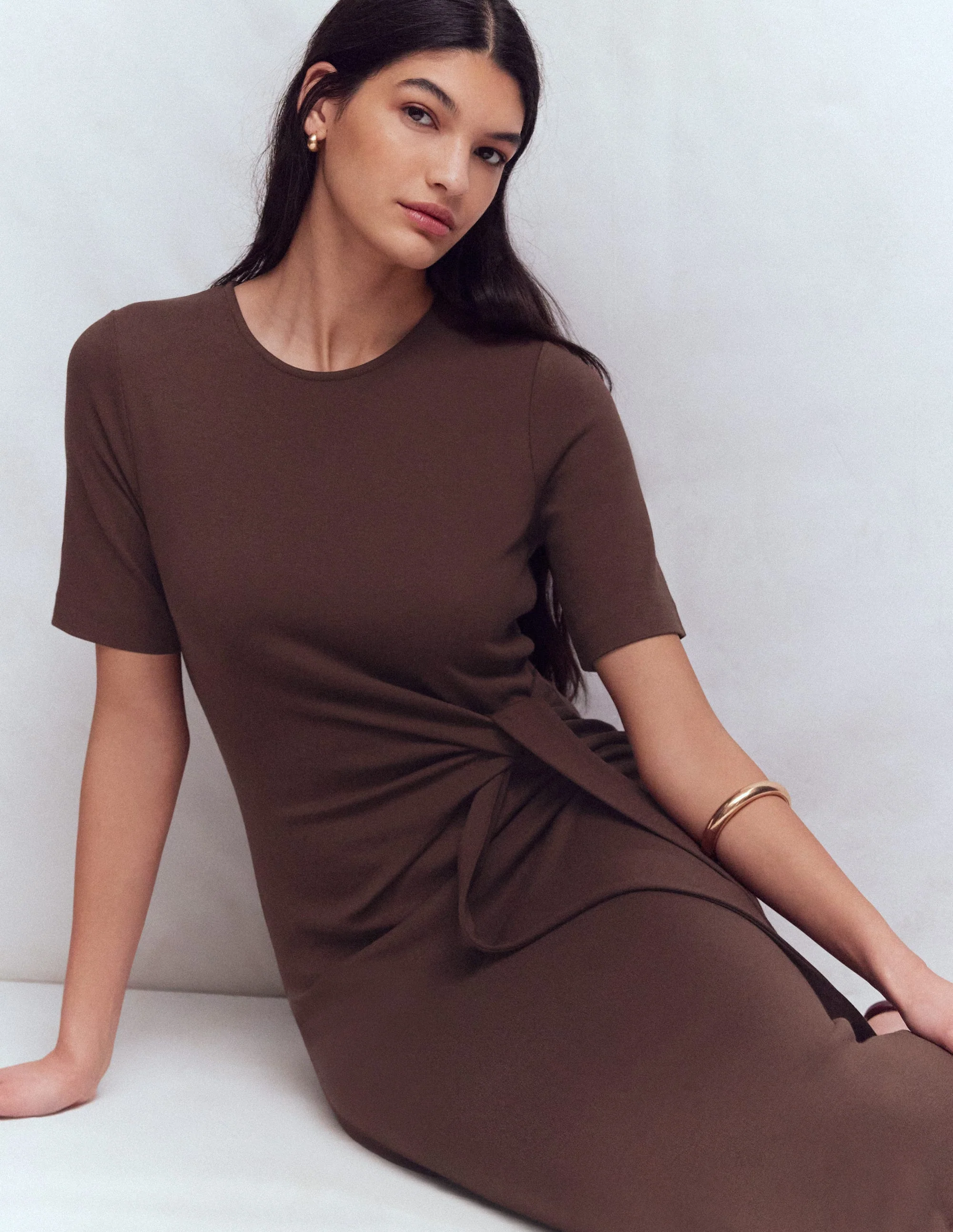 Zinnia Ponte-Midikleid zum Binden-Espresso - Image 10