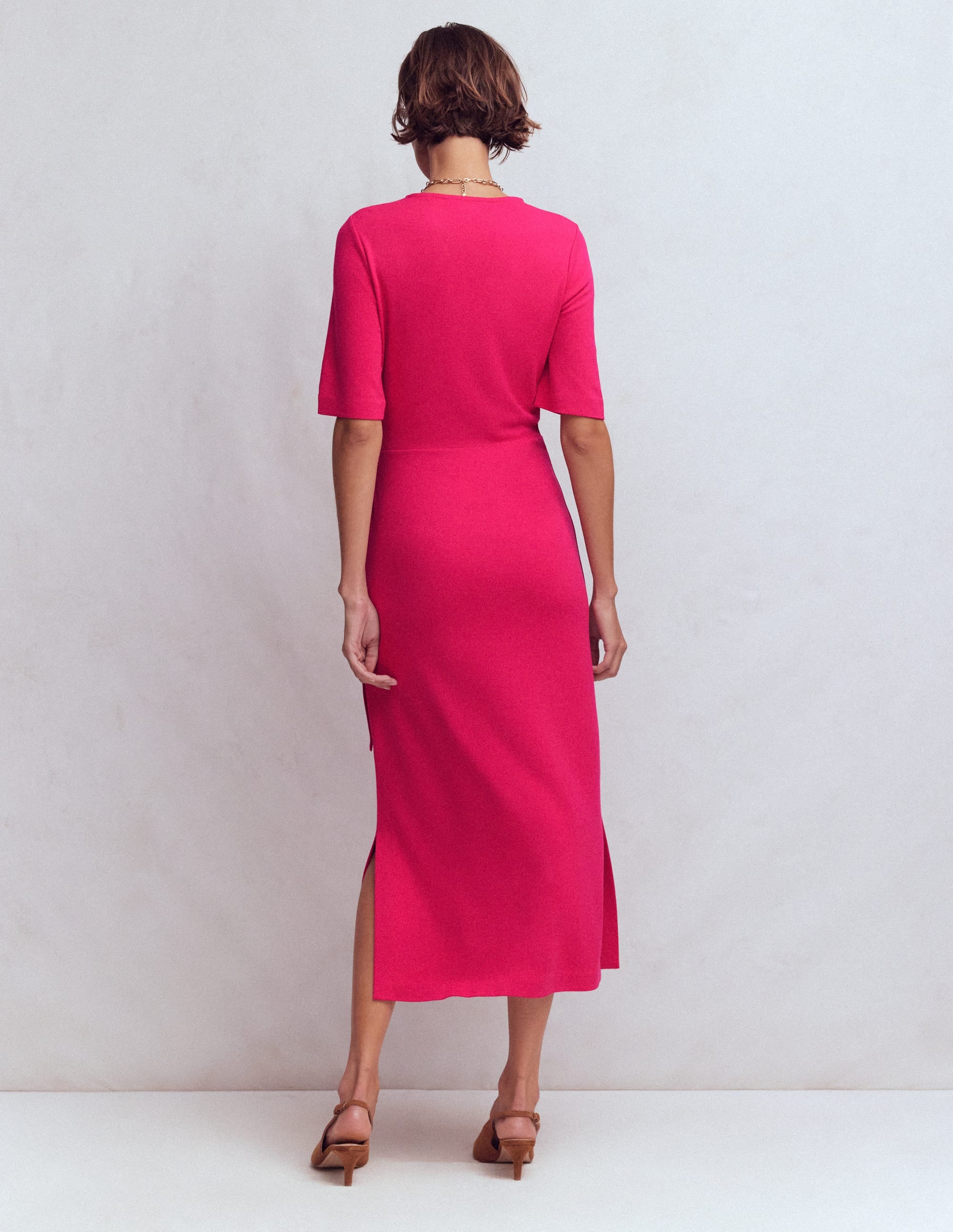 Zinnia Ponte-Midikleid zum Binden-Kräftiges Rosa - Image 3