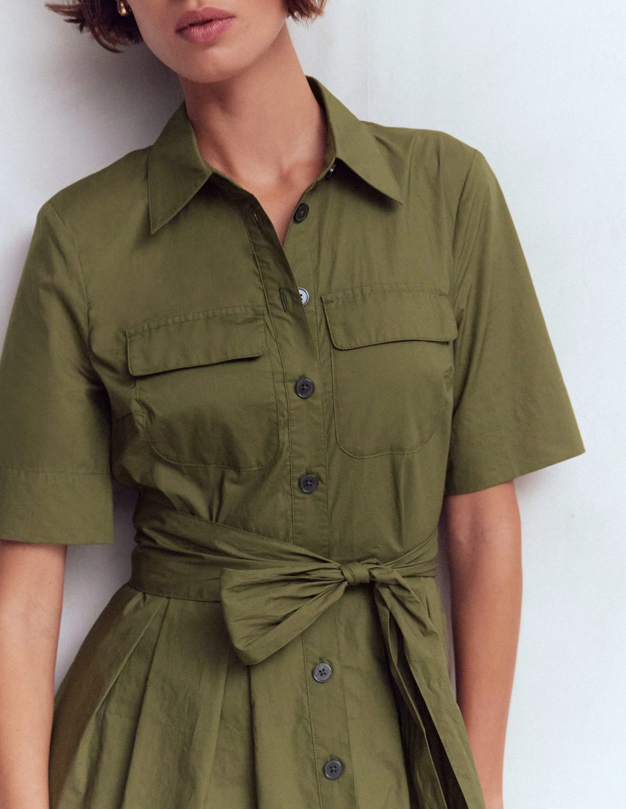 Zoe Kurzärmliges Hemdblusenkleid-Waldgrün - Image 2