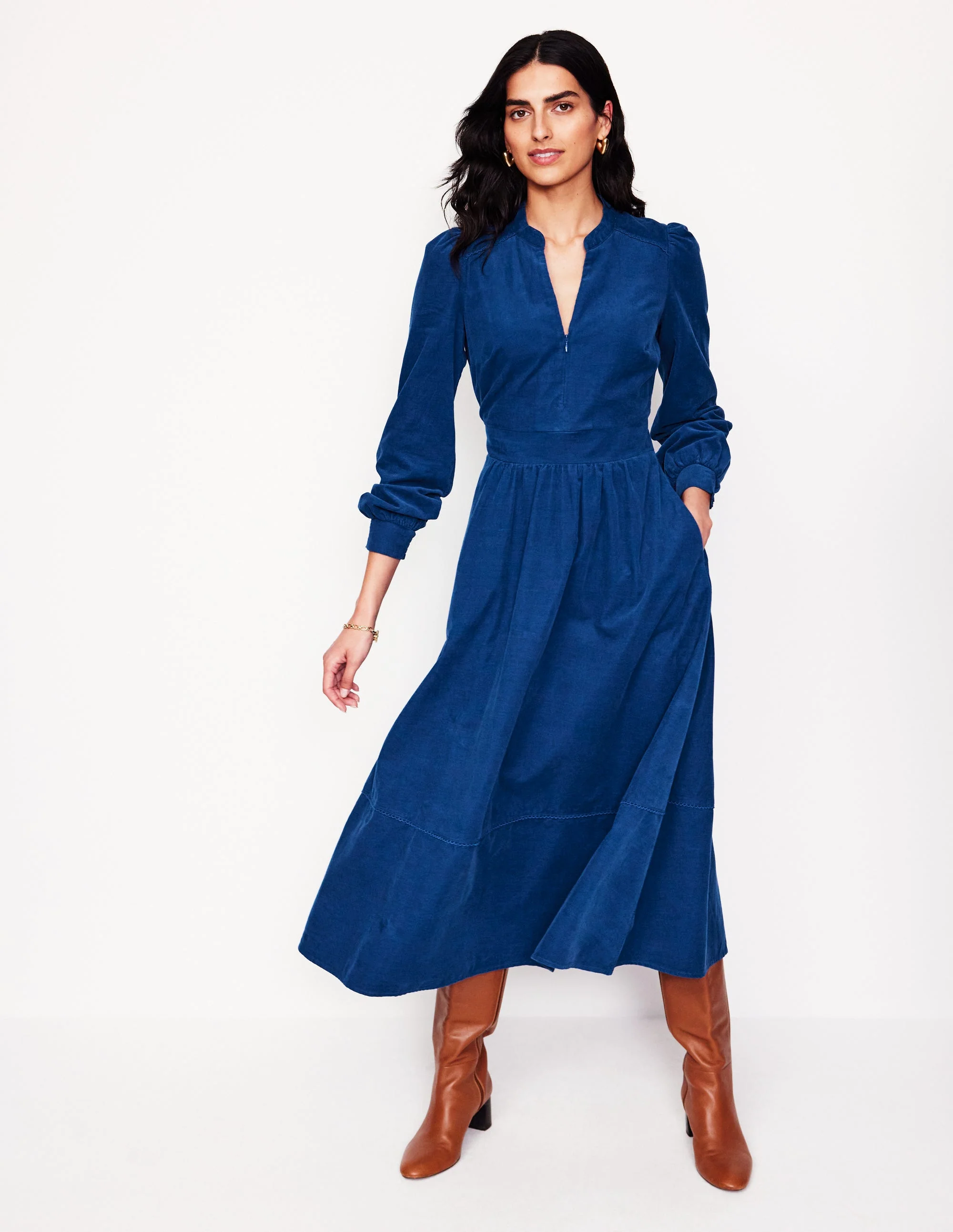 Zoe Midikleid aus Cord mit Reißverschluss-Atlantik - Image 4