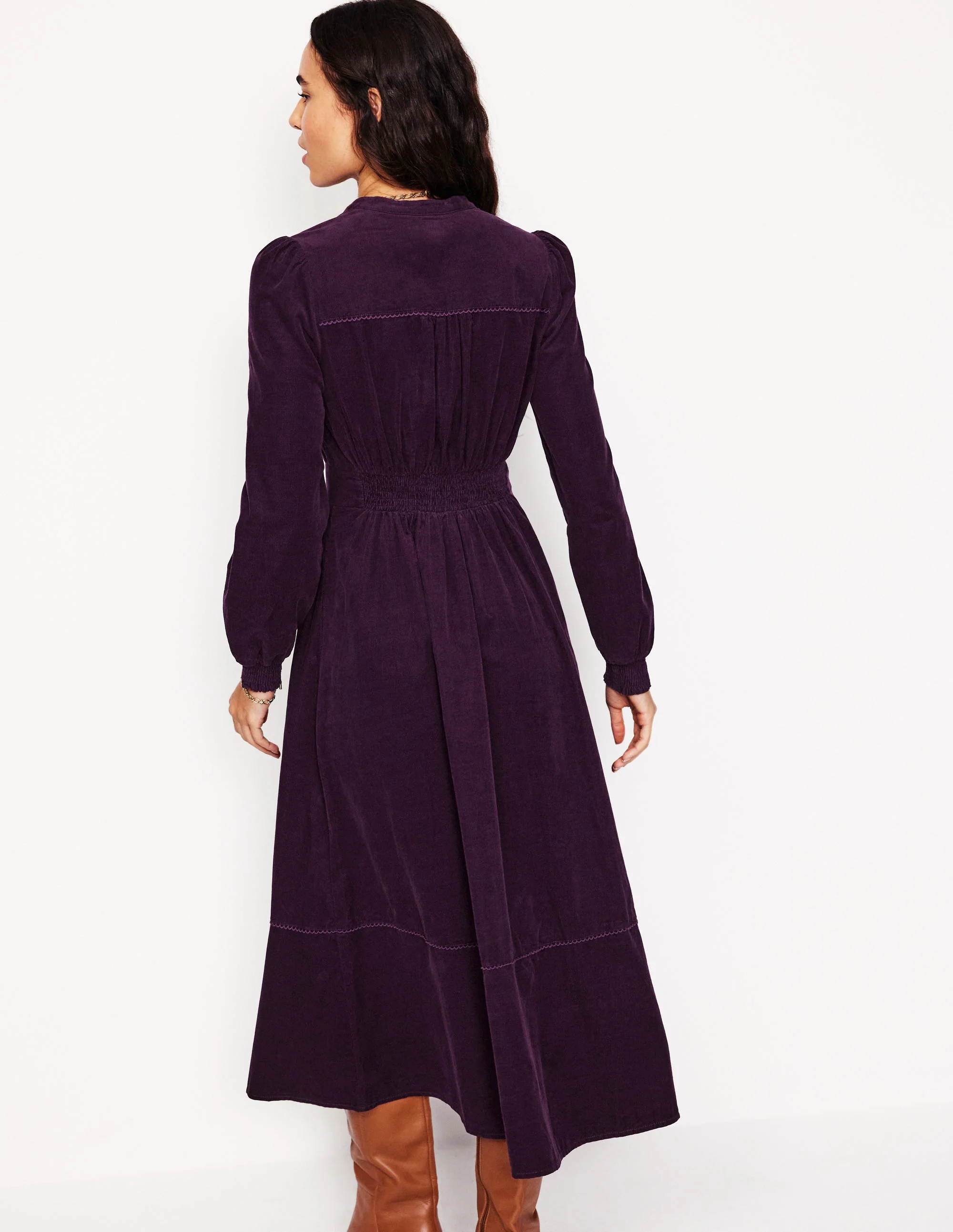 Zoe Midikleid aus Cord mit Reißverschluss-Pflaume - Image 3