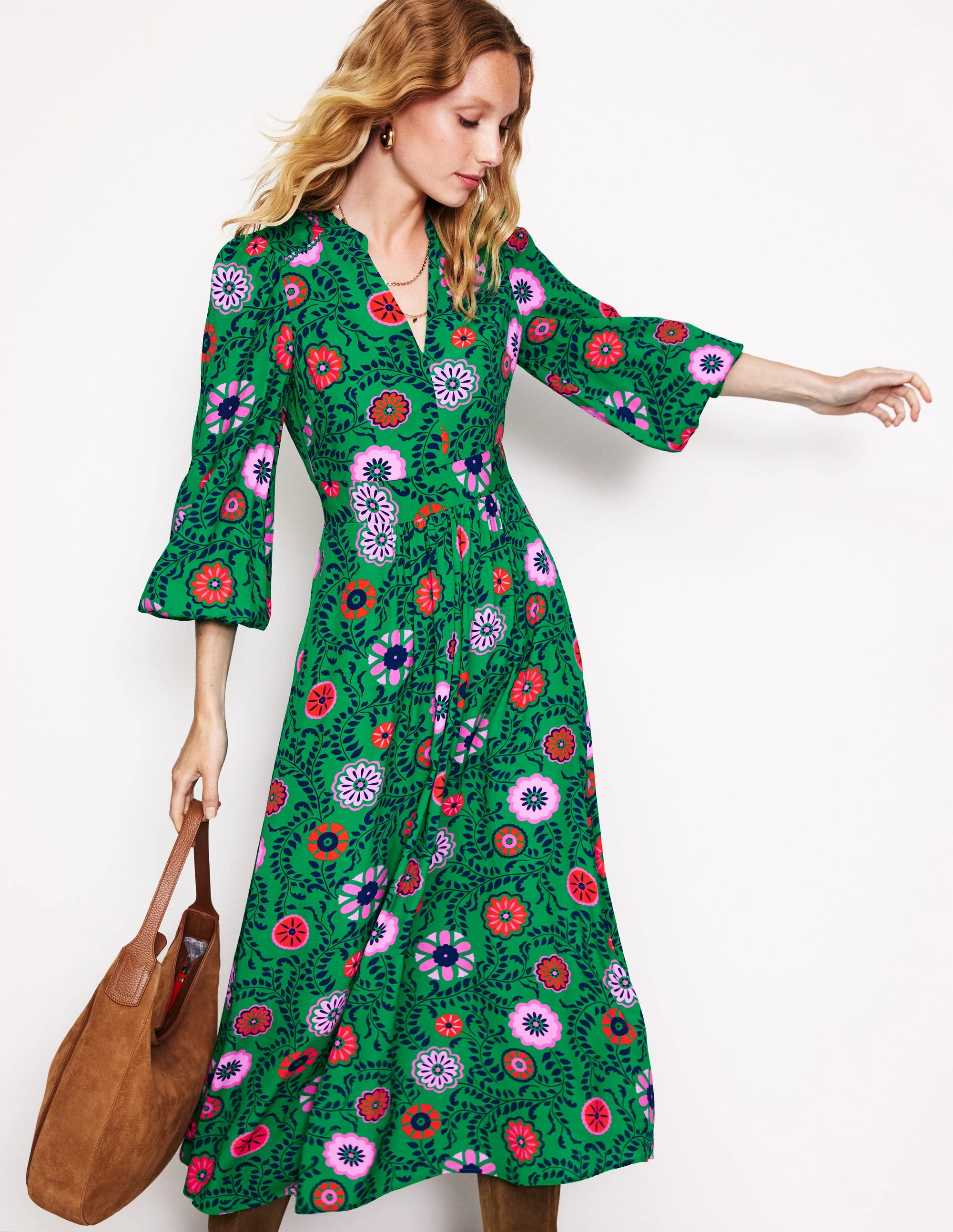 Zoe Midikleid mit Verzierung-Smaragdgrün, Wiesenrebe - Image 2