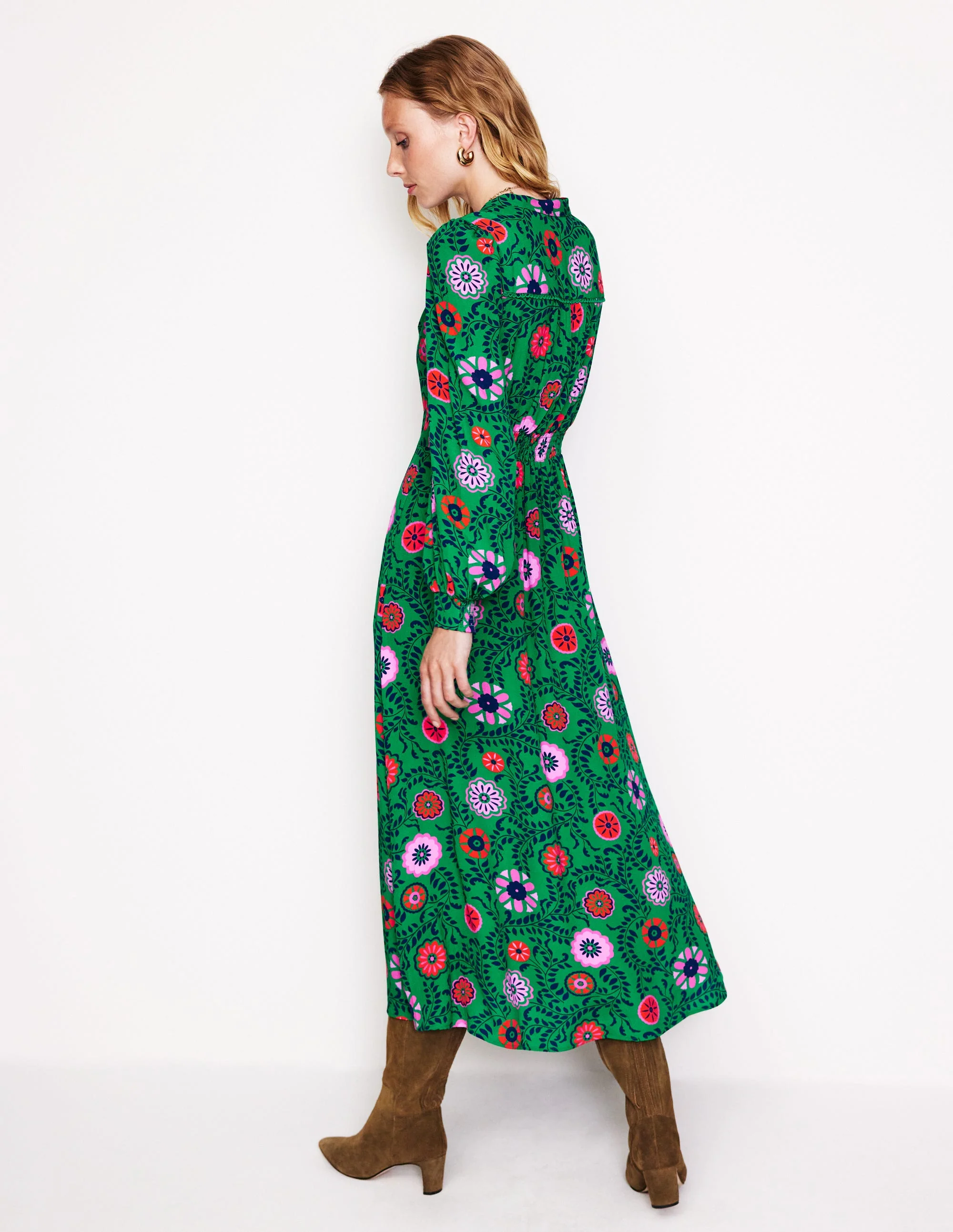 Zoe Midikleid mit Verzierung-Smaragdgrün, Wiesenrebe - Image 4