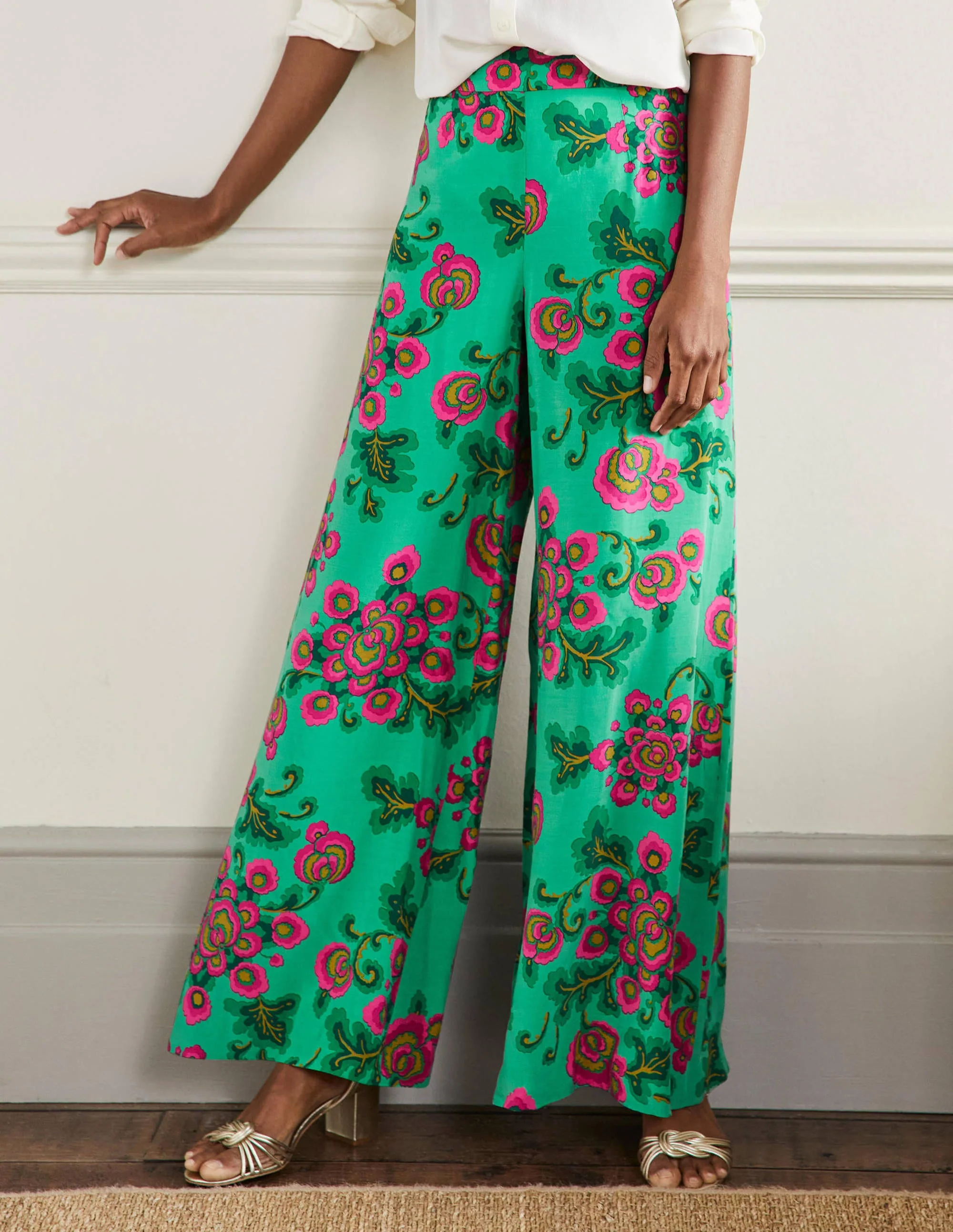 Zoe Palazzo-Hose mit weitem Bein-Ming-Grün, Wildblumen - Image 4