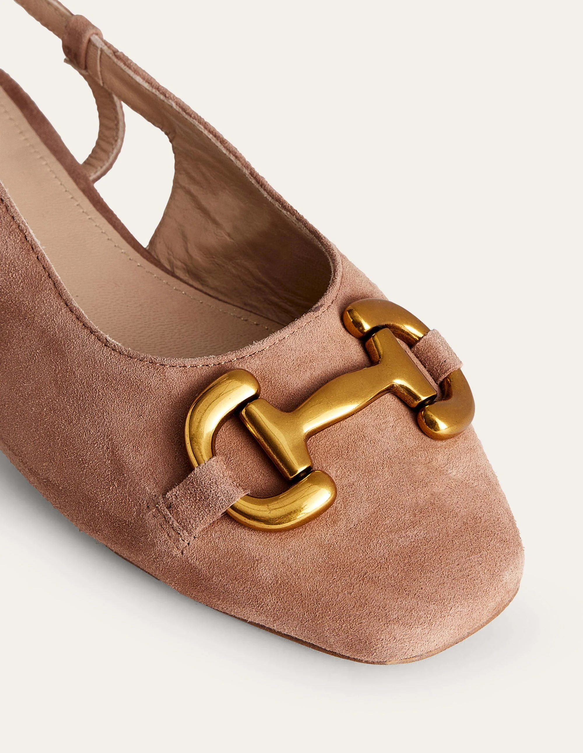 Iris Ballerinas mit Fersenriemen und Trensendetail-Hellbraun Veloursleder - Image 4