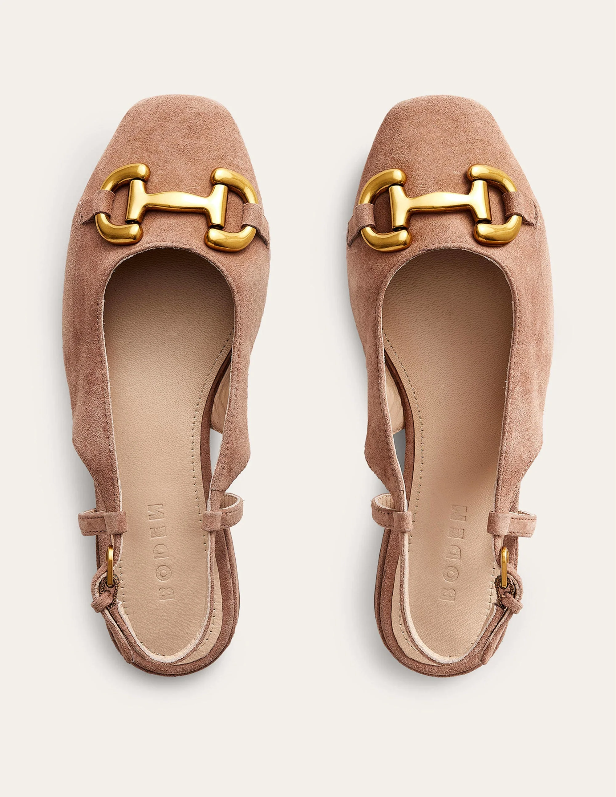 Iris Ballerinas mit Fersenriemen und Trensendetail-Hellbraun Veloursleder - Image 5
