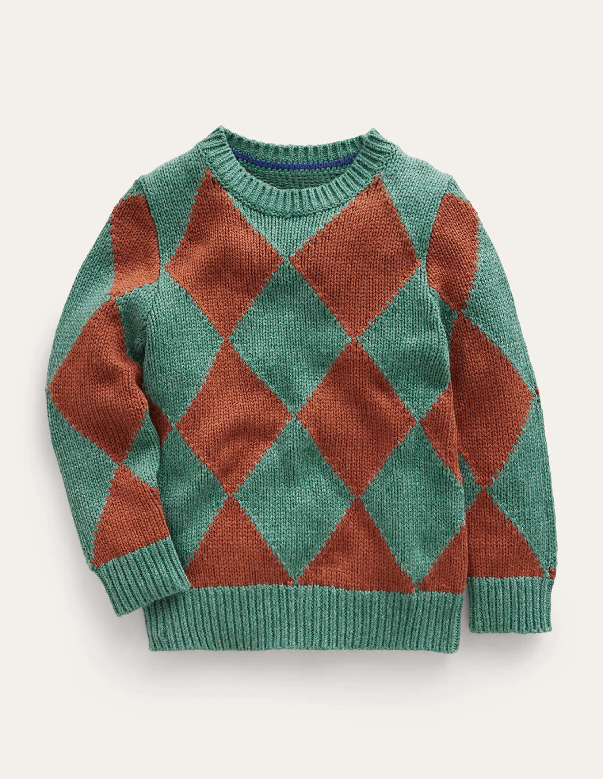 Argyle-Pullover-Rauchgrün