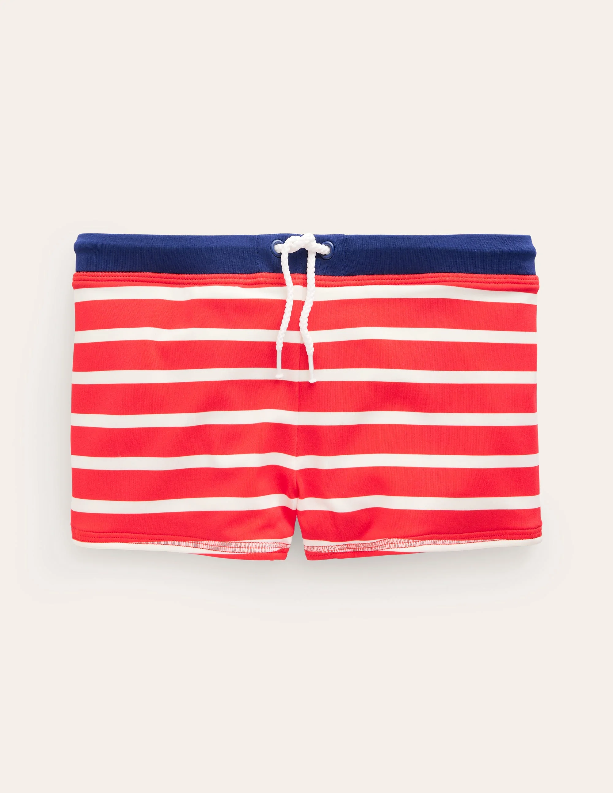 Badehose-Feuerrot und Naturweiß