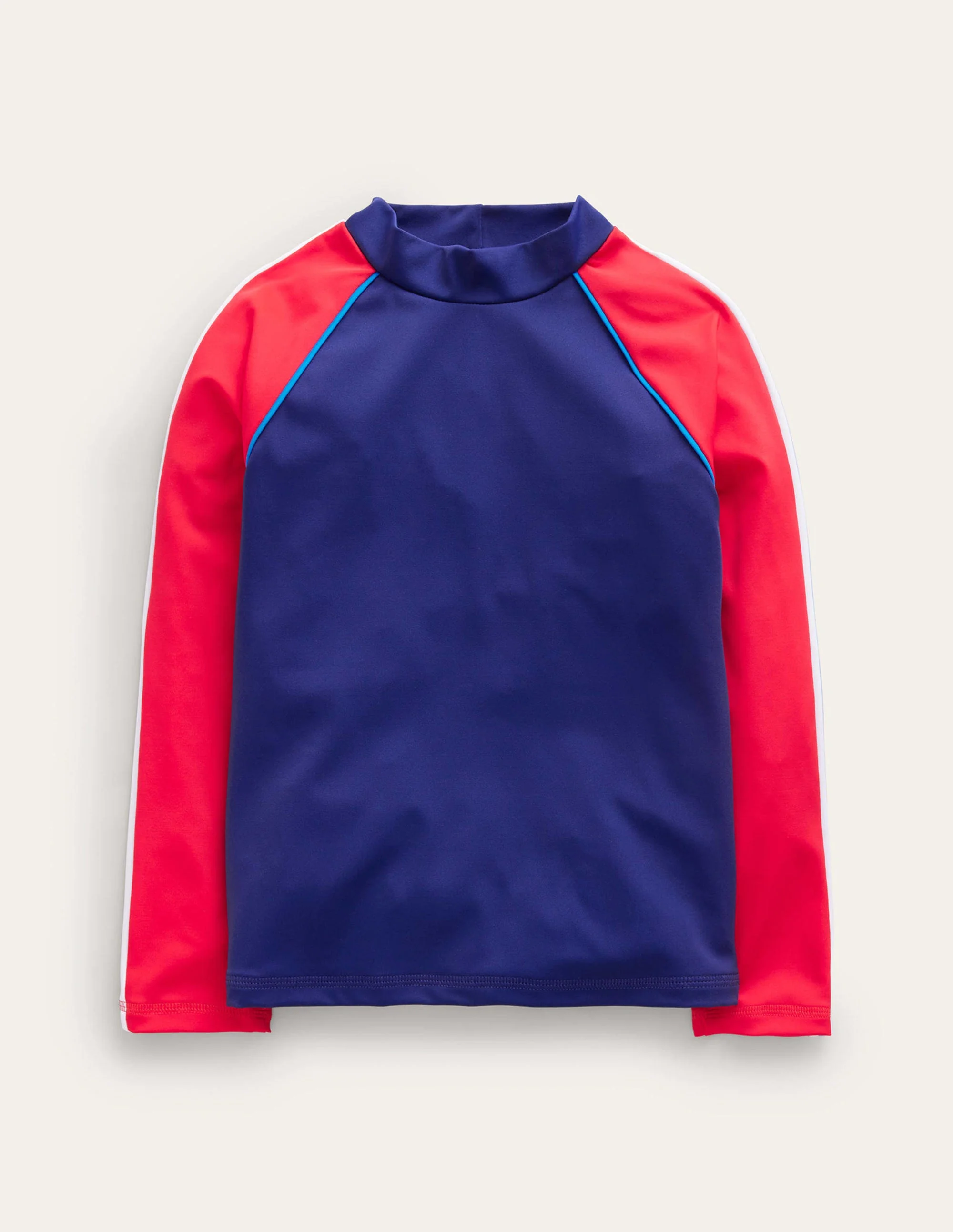 Badeshirt-Mohnblumenrot und Schuluniform Marineblau