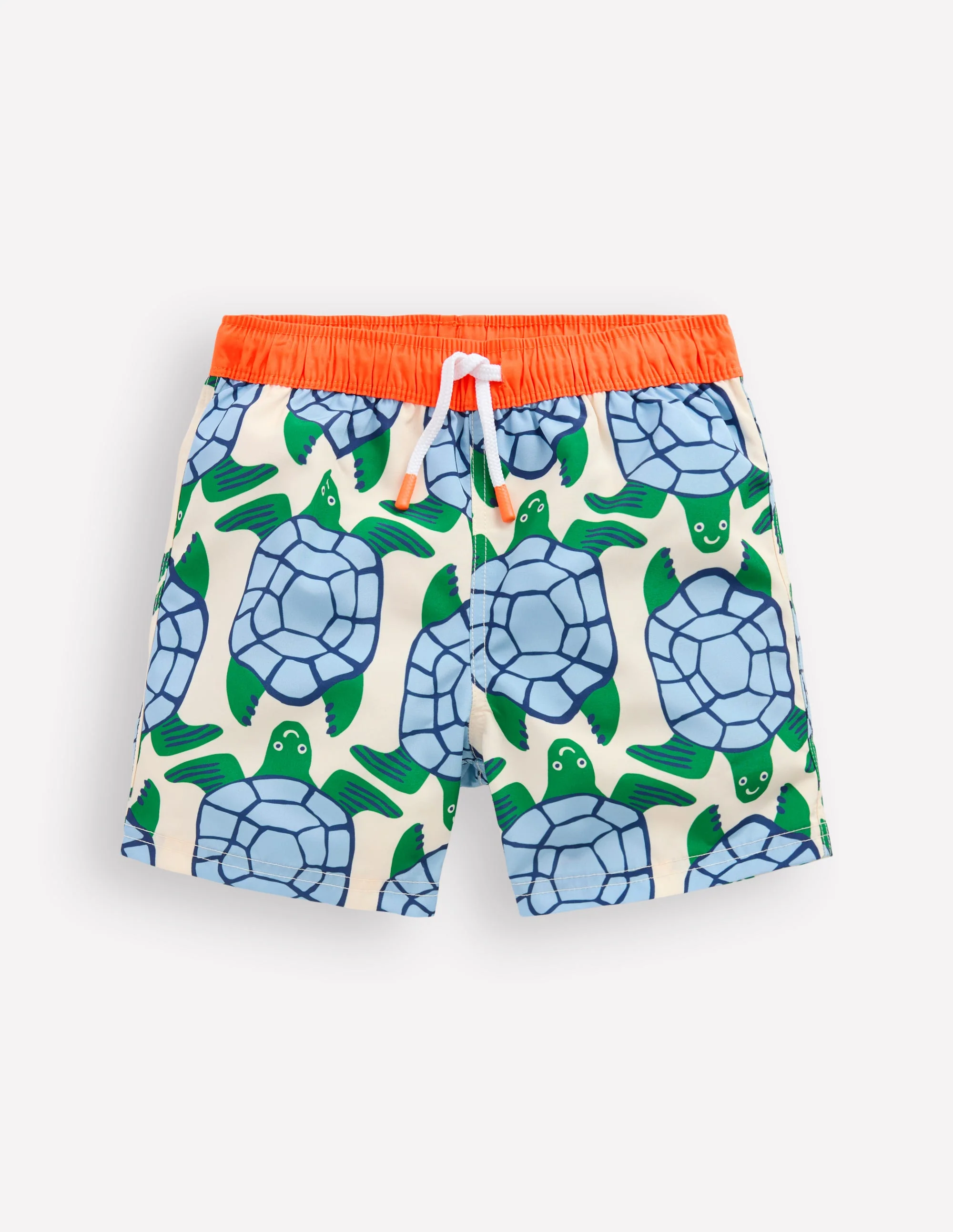 Badeshorts-Calico-Weiß Schildkröten Geo