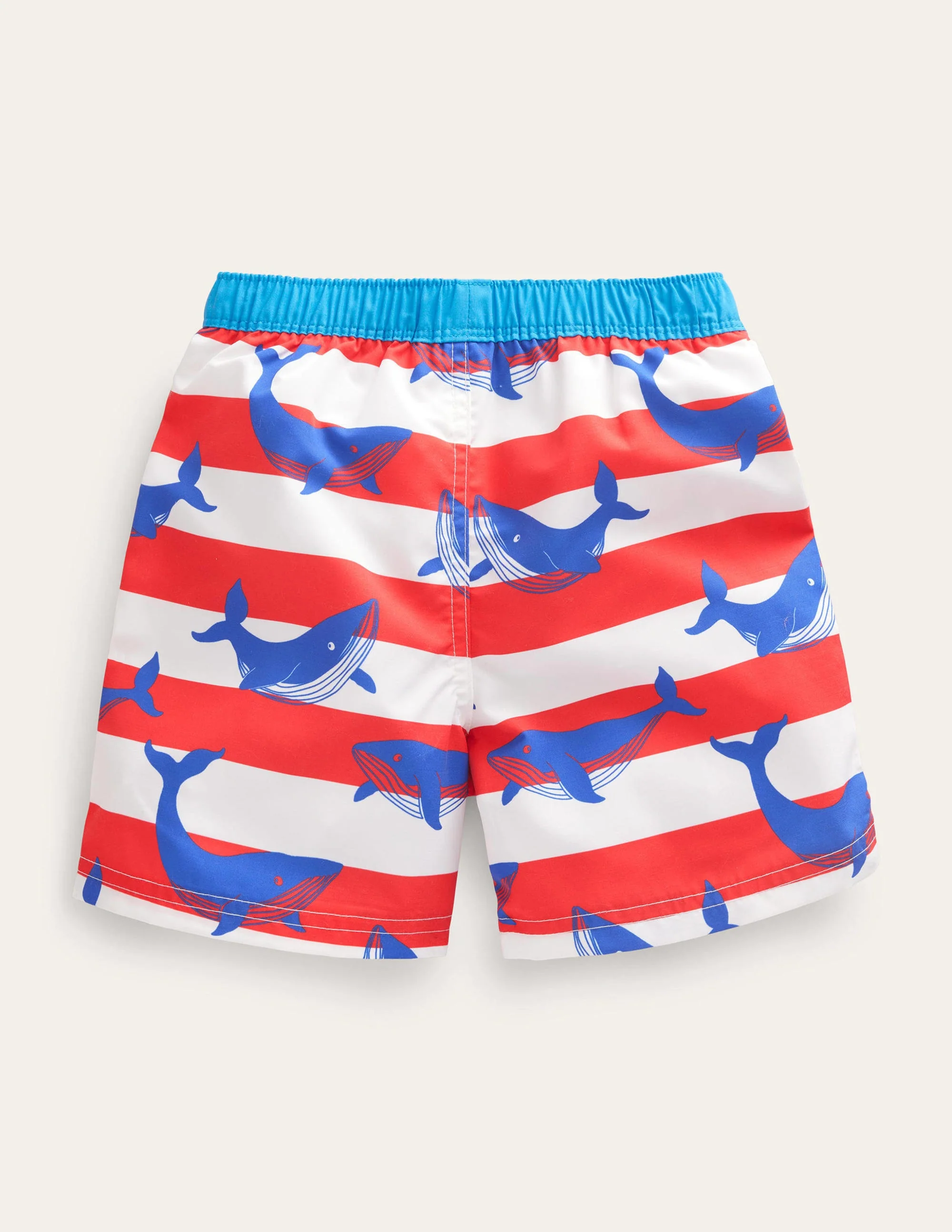 Badeshorts-Naturweiß/Erdbeerrot, Wale - Image 2