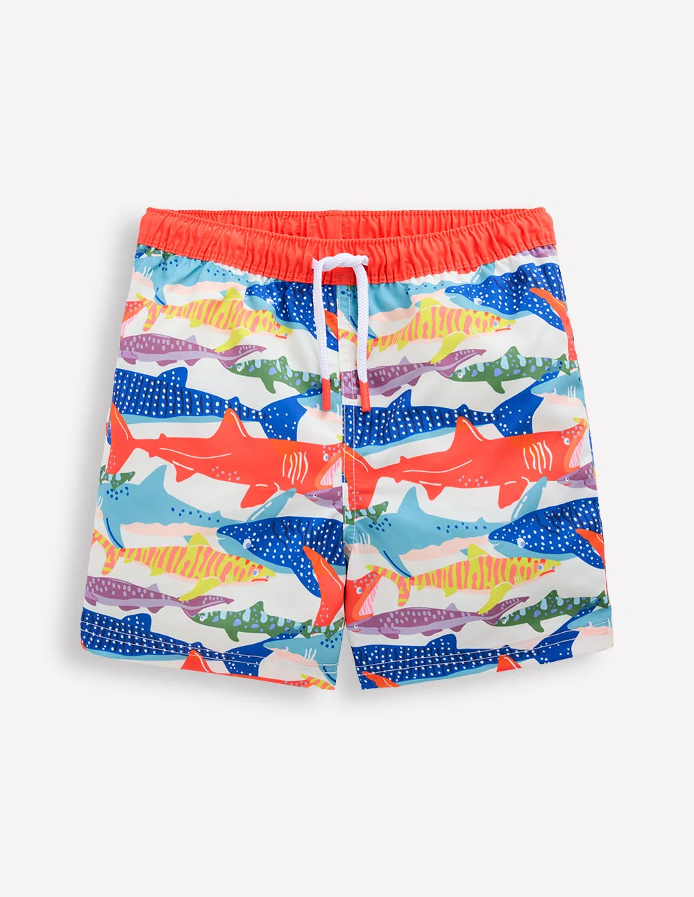 Badeshorts-Naturweiß Risodruck Hai