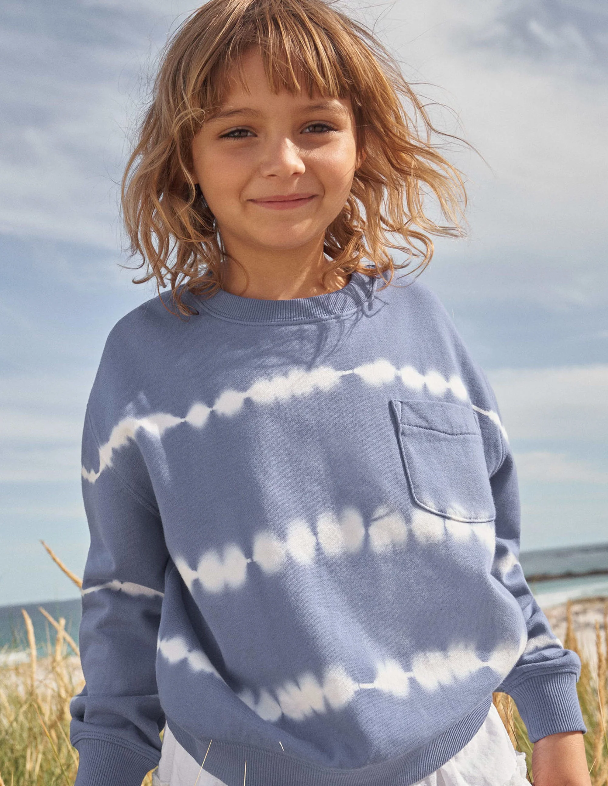 Batik-Sweatshirt-Blau/Naturweiß - Image 4