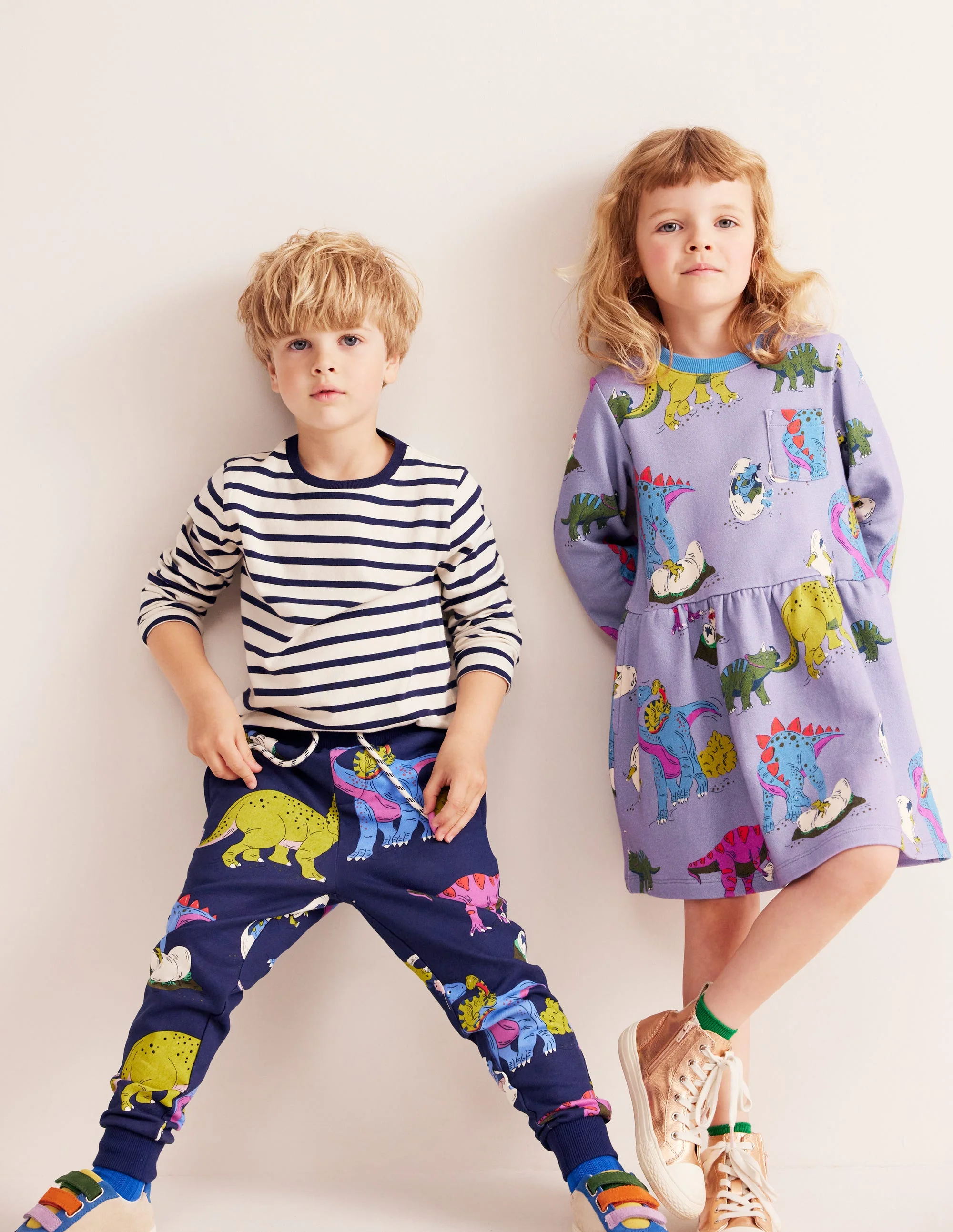 Bedruckte Jogginghose-Bunt Dino-Familie