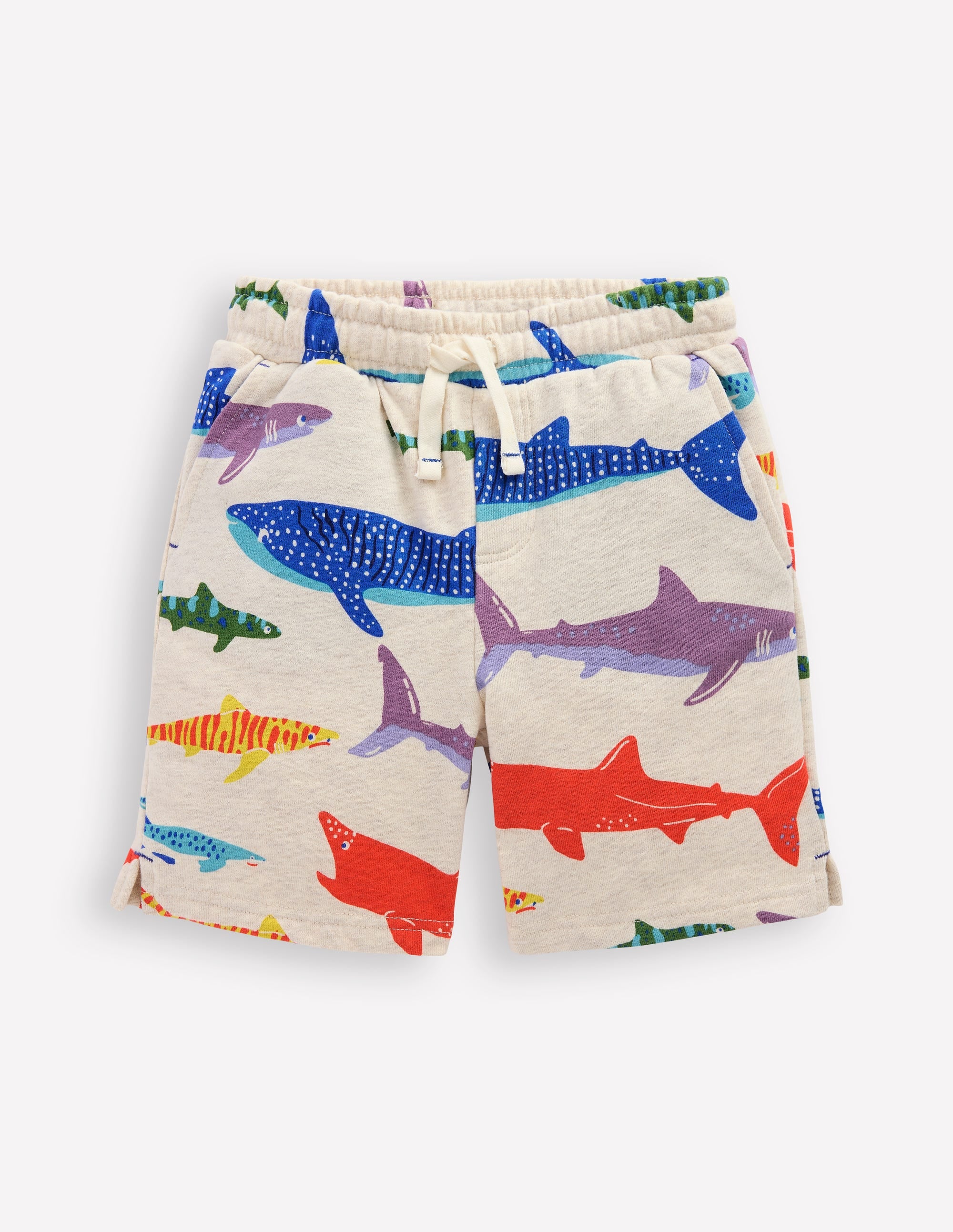 Bedruckte Shorts-Haferbeige Meliert Risodruck Hai