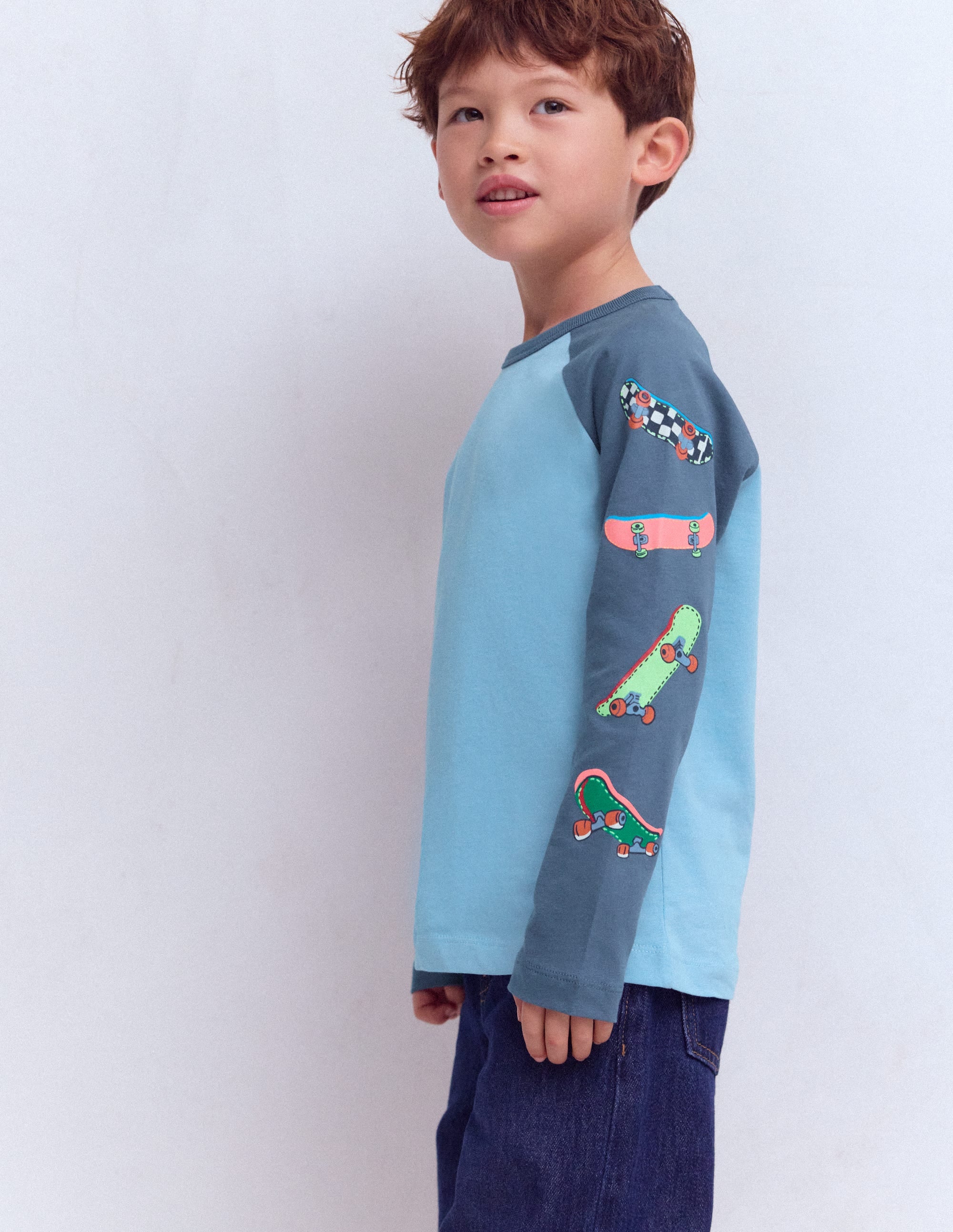 Bedrucktes Langarmshirt mit Raglanärmlen-Blau Wochenende Skateboards - Image 2