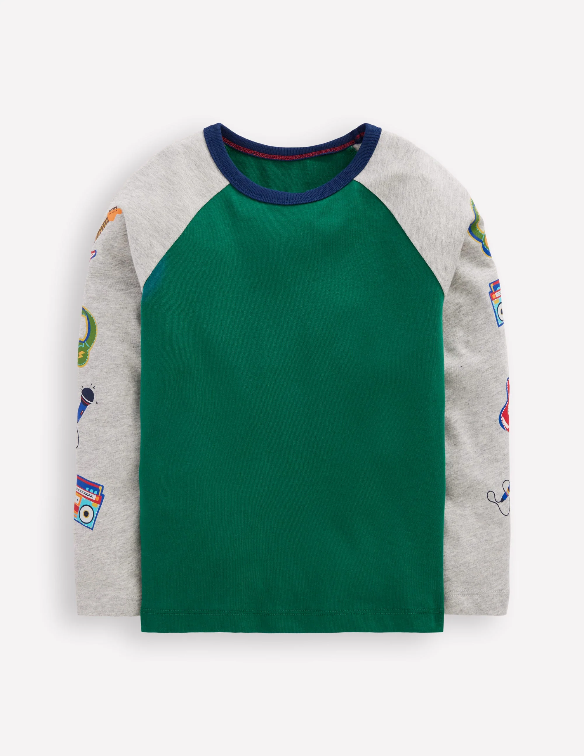 Bedrucktes Langarmshirt mit Raglanärmlen-Grün Wochenendmotiv
