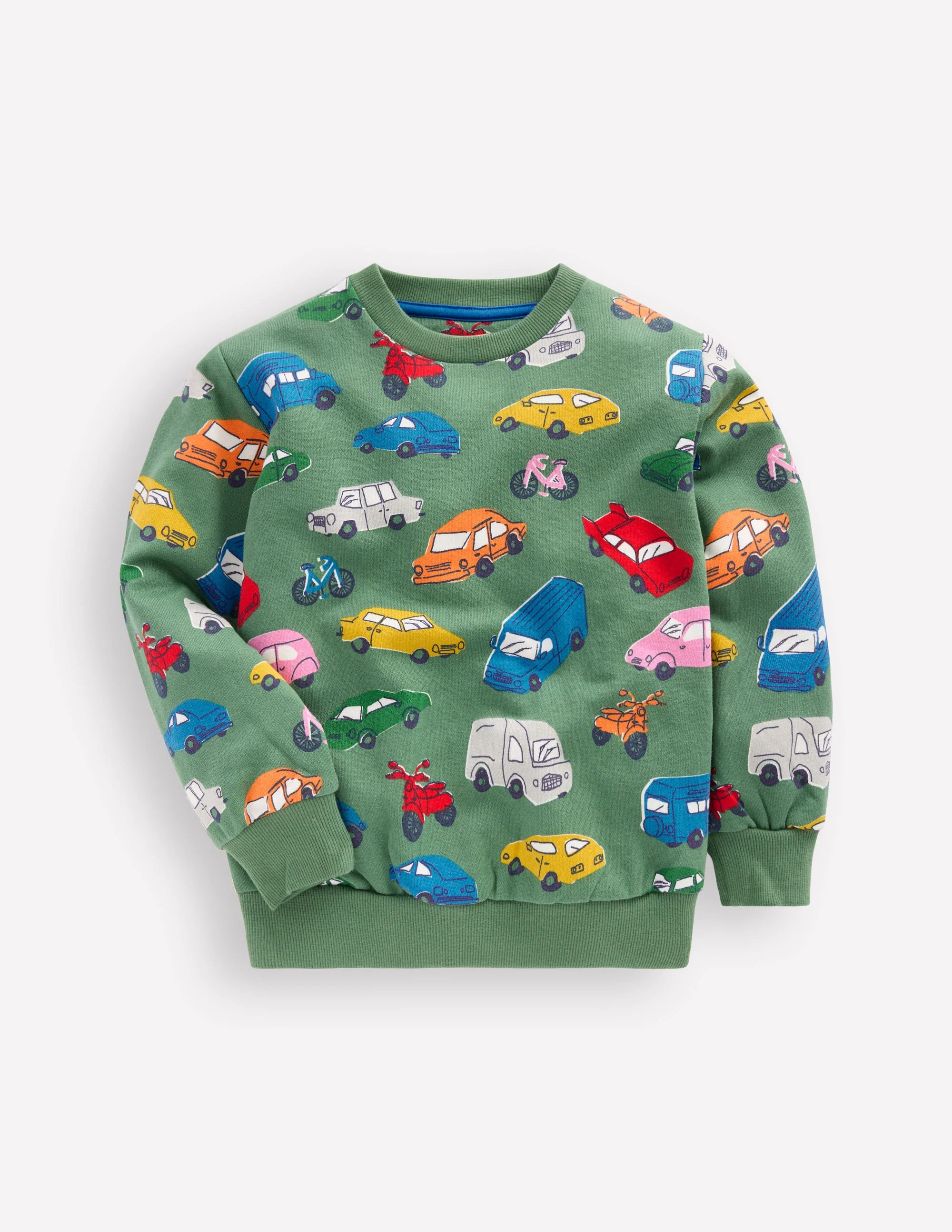 Bedrucktes Sweatshirt für den Alltag-Weidengrün Verkehrsstau