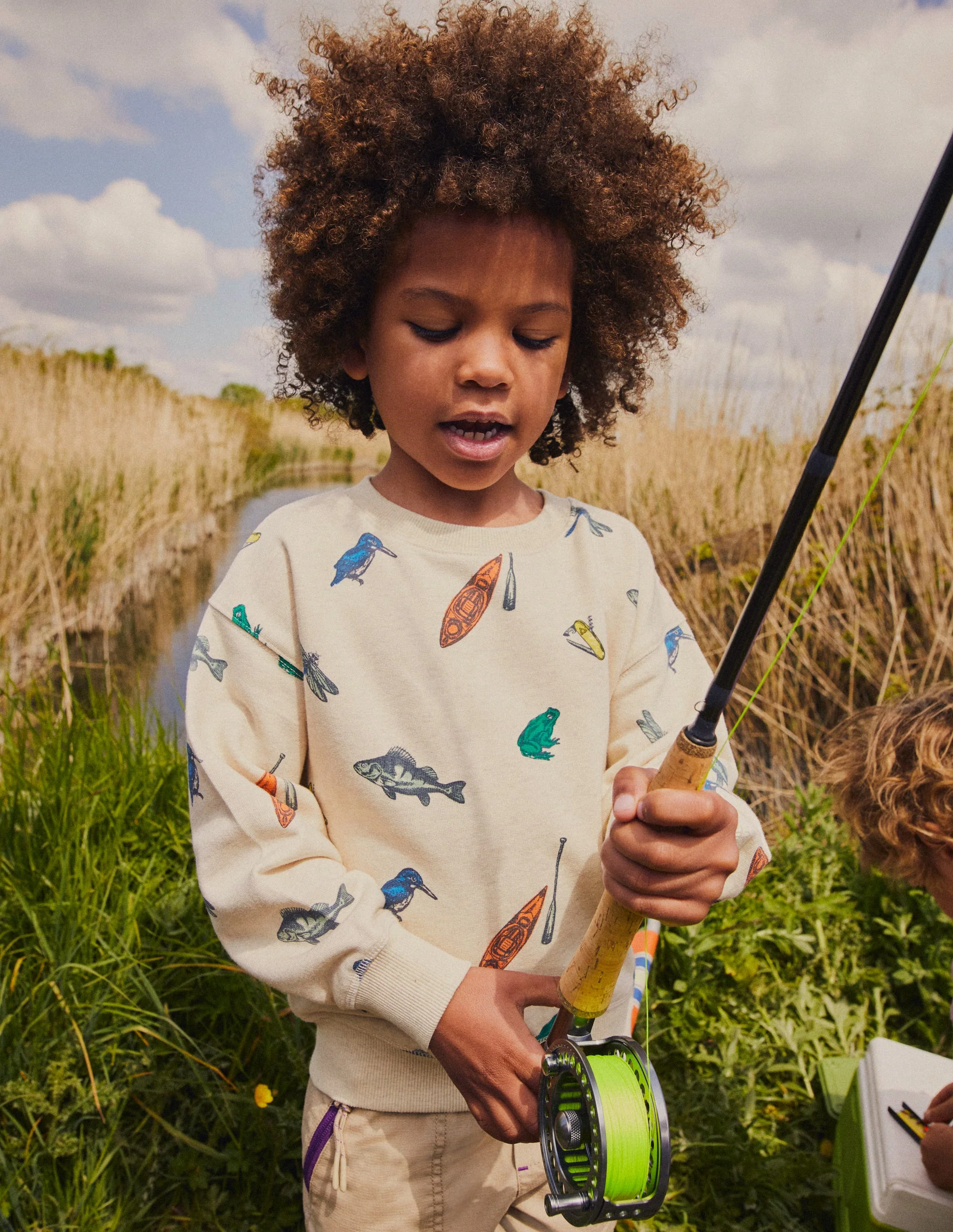 Bedrucktes Sweatshirt-Haferbeige Meliert Fisch - Image 4