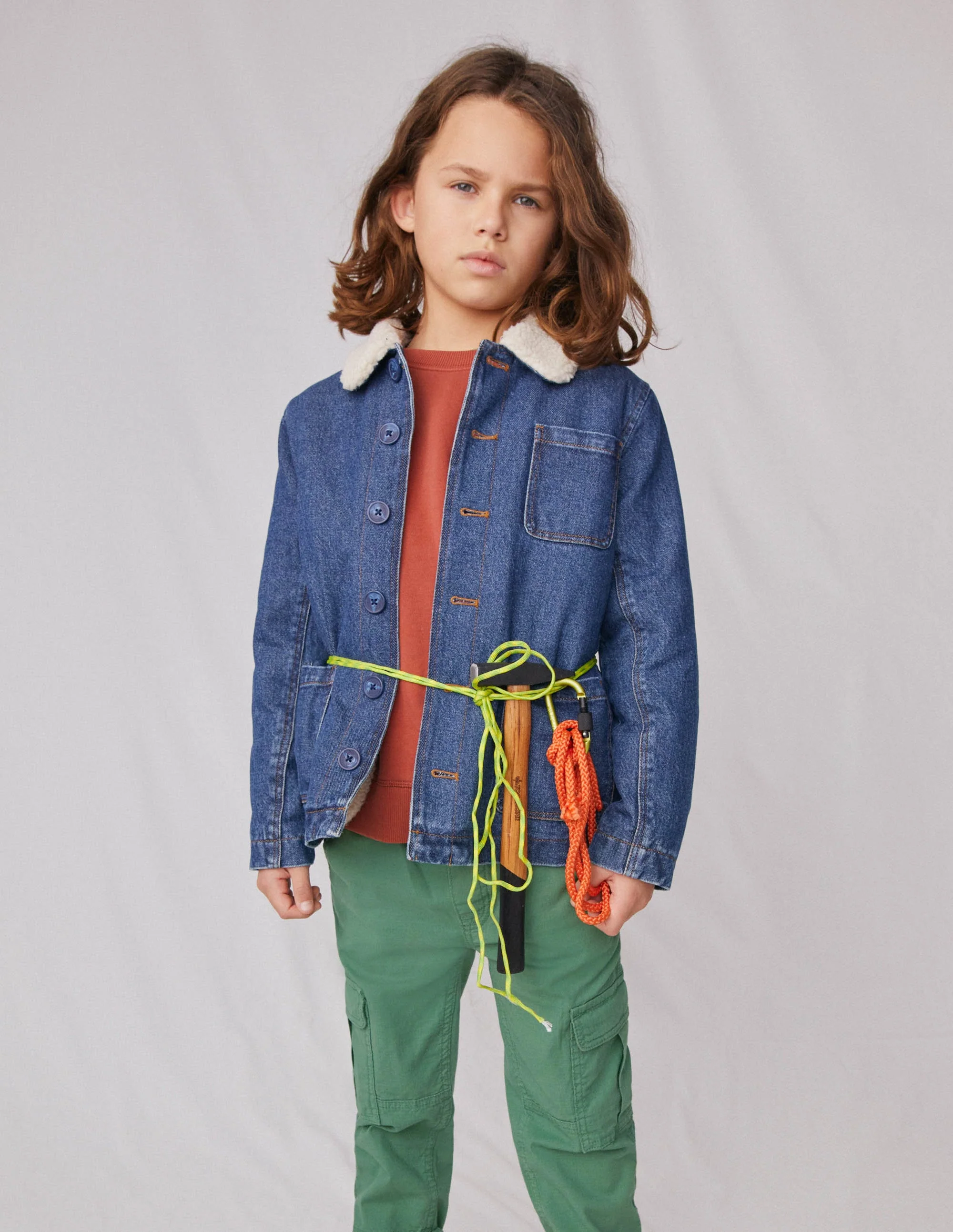 Bequem gefütterte Jeansjacke-Mittleres Vintageblau, Denim - Image 4