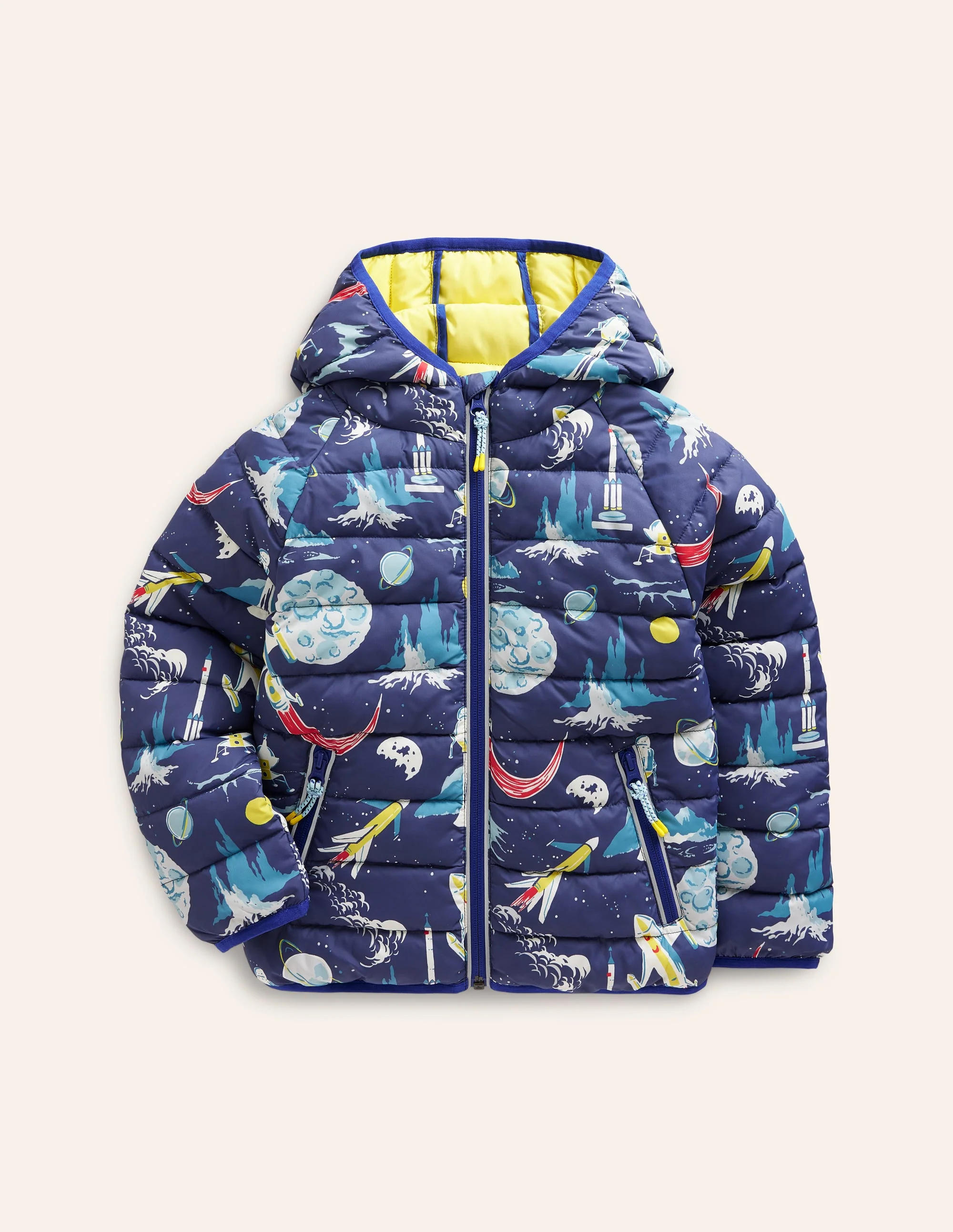 Bequem verstaubare, wattierte Jacke-Bunt Weltraum