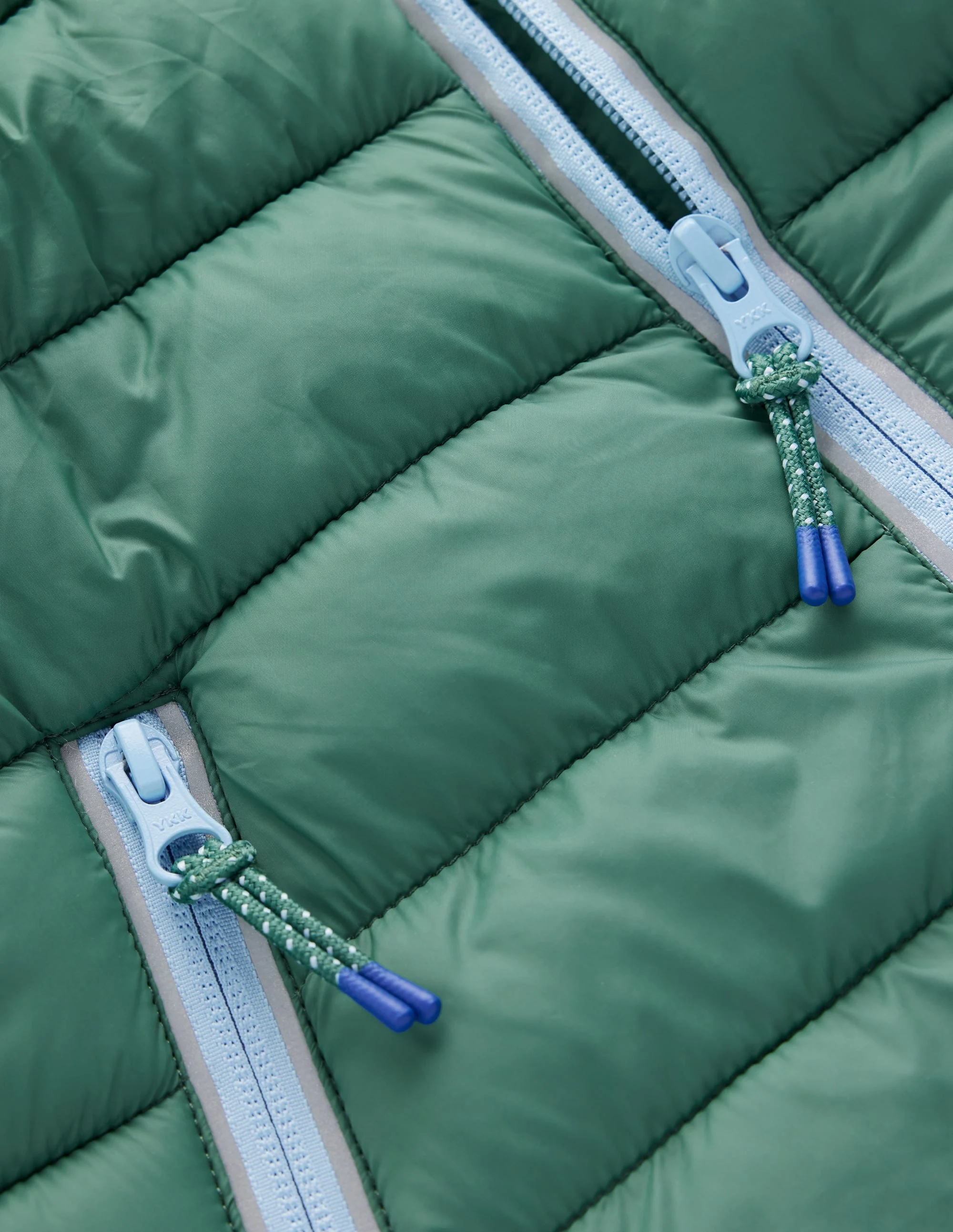 Bequem verstaubare, wattierte Jacke-Grün und Blau - Image 3