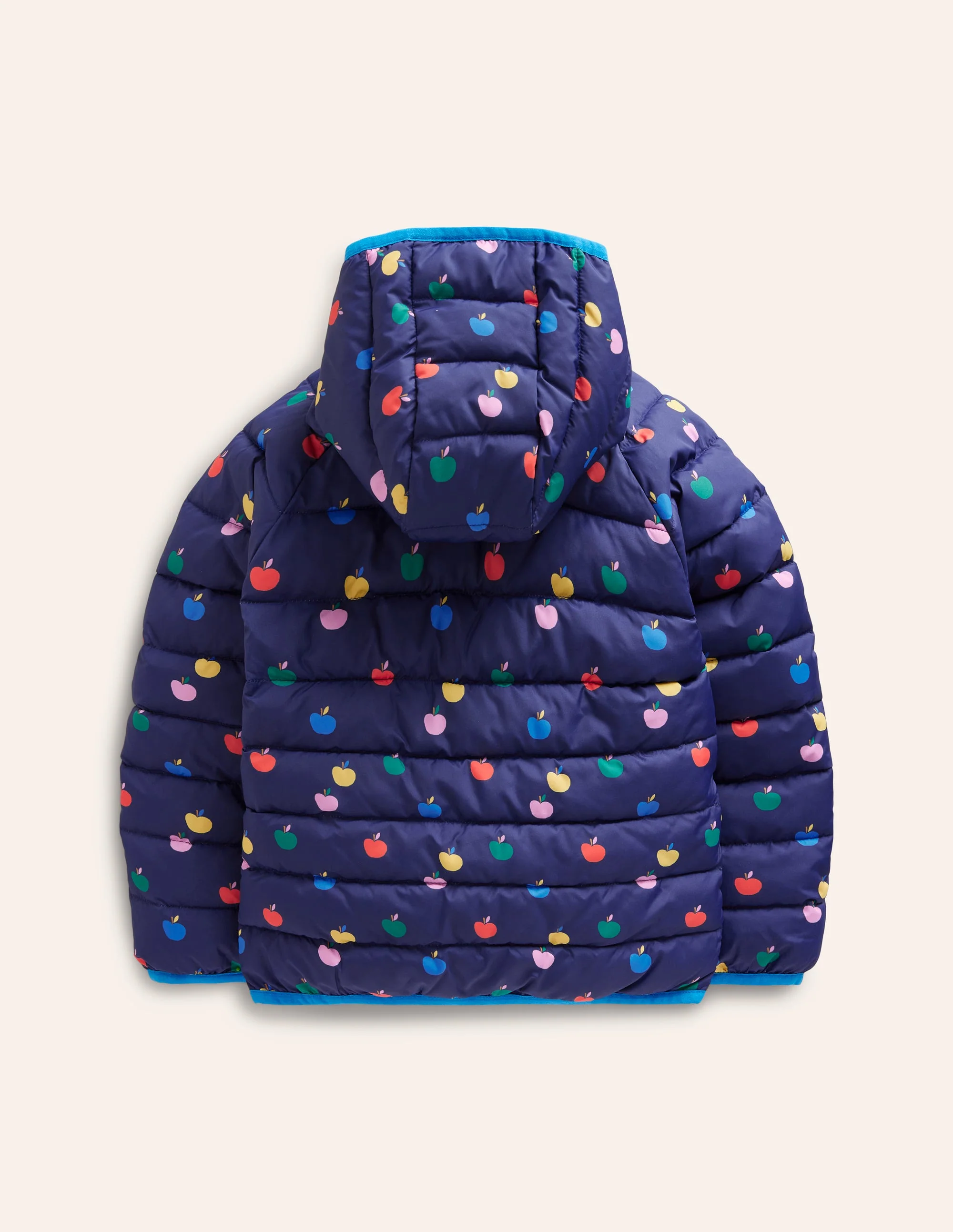 Bequem verstaubare, wattierte Jacke-Schuluniform-Marineblau Regenbogen Äpfel - Image 4