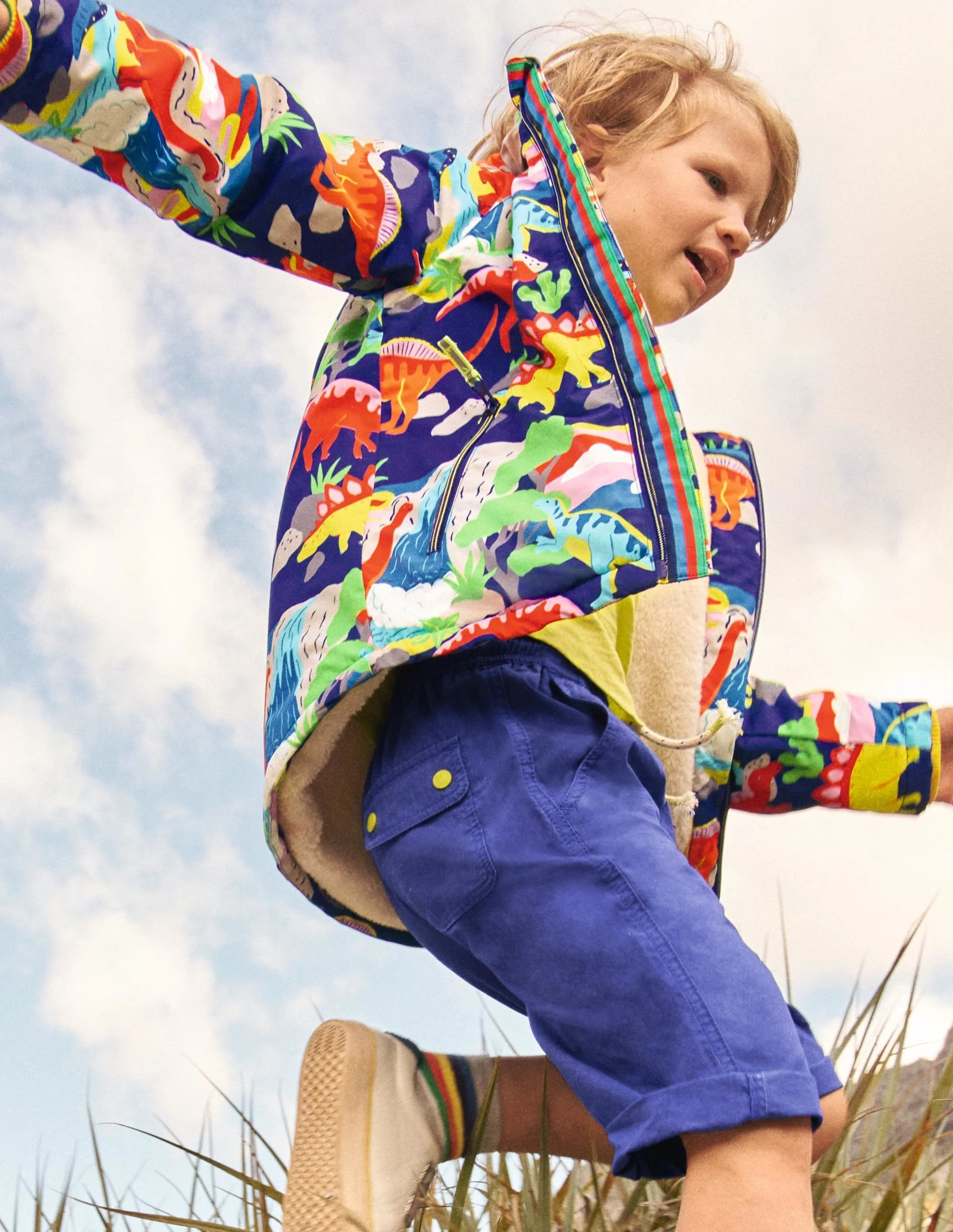 Bequemer Anorak mit Sherpa-Futter-Segelblau/Bunt, Dinosaurier - Image 6