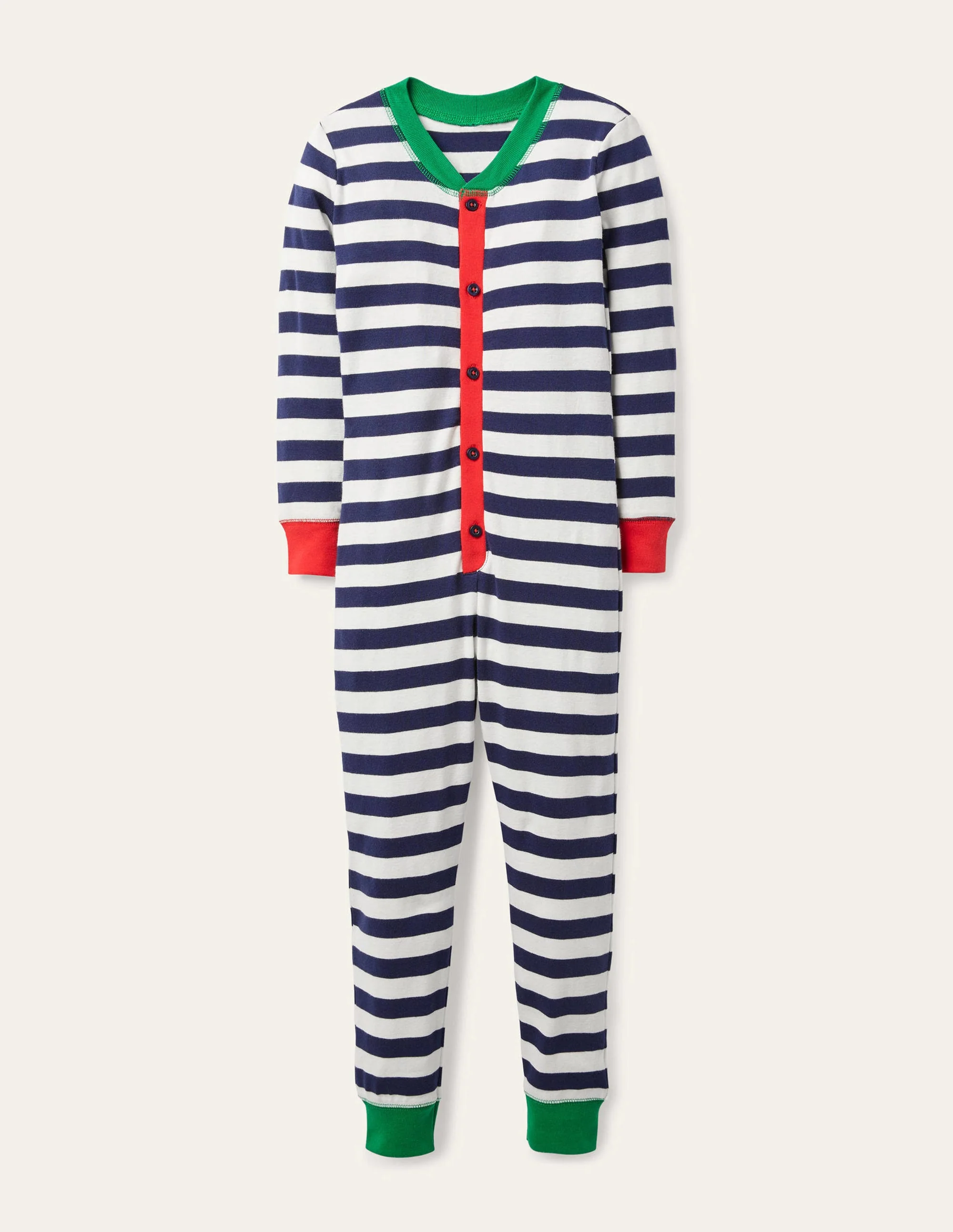 Bequemer einteiliger Schlafanzug-Schuluniform-Navy/Naturweiß