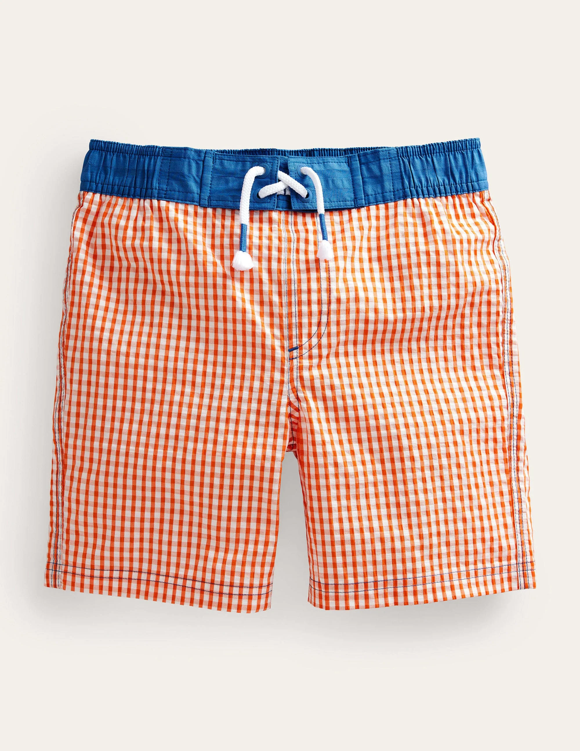 Bermudas mit Vichykaros-Korallenrot/Naturweiß, Vichykaros