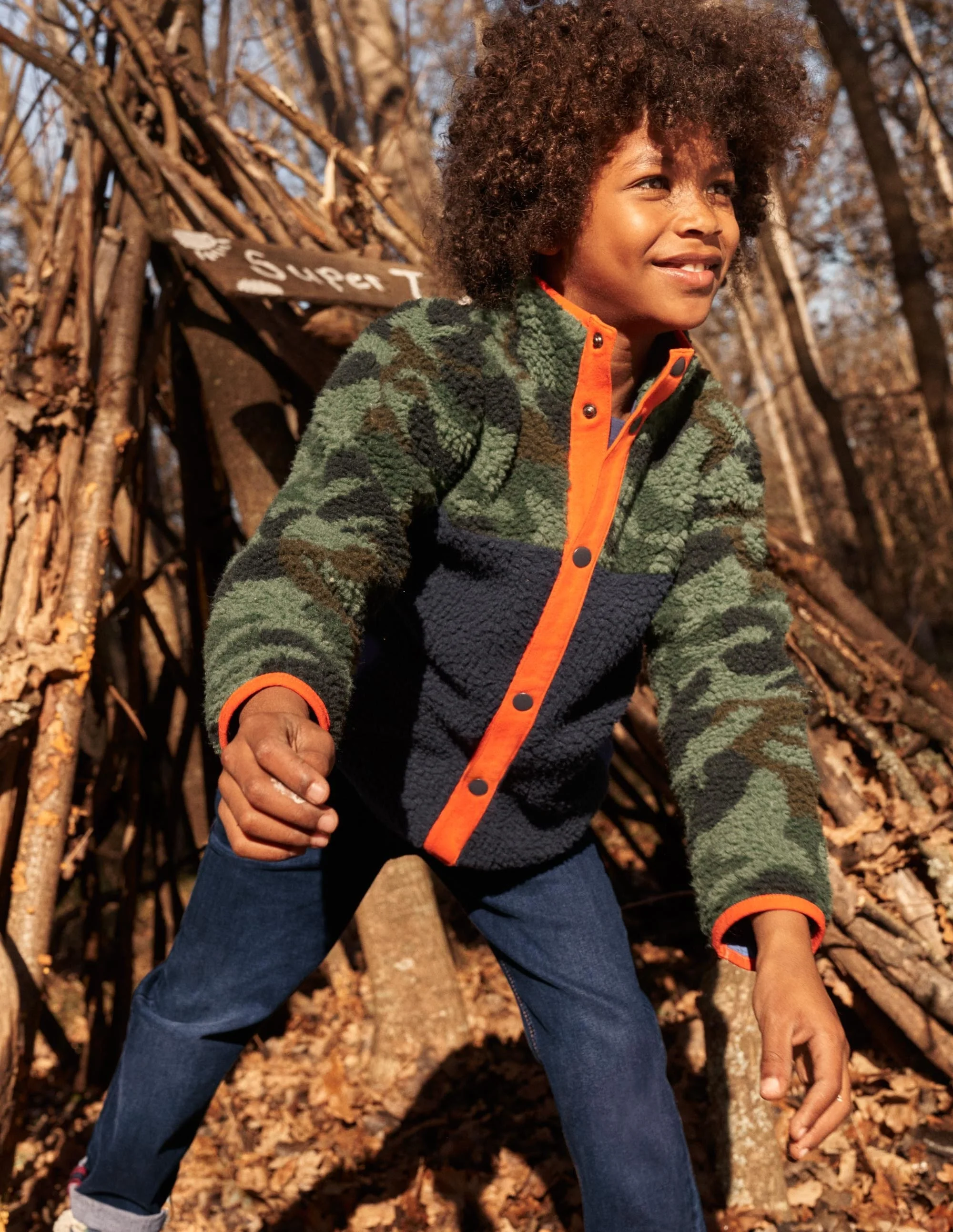 Borg-Jacke zum Drüberziehen-Blockfarben, Camouflage - Image 4