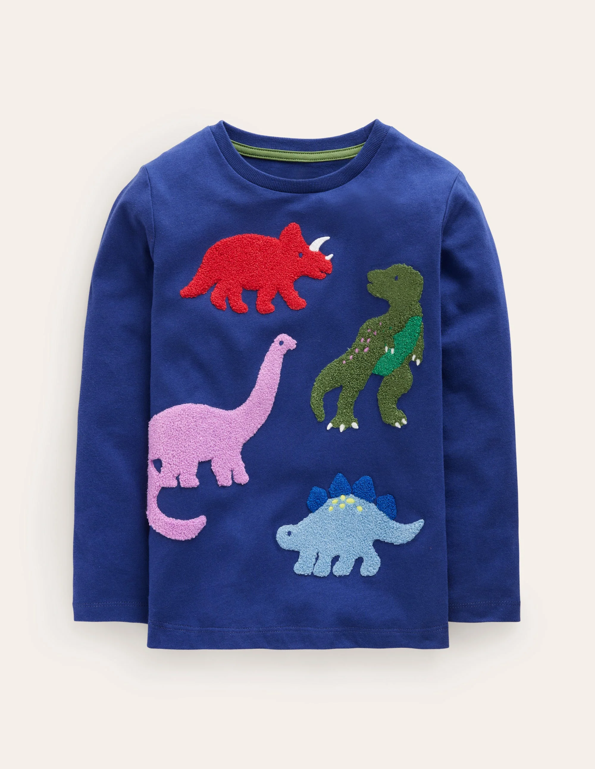 Bouclé-T-Shirt Dinosaurier-Segelblau