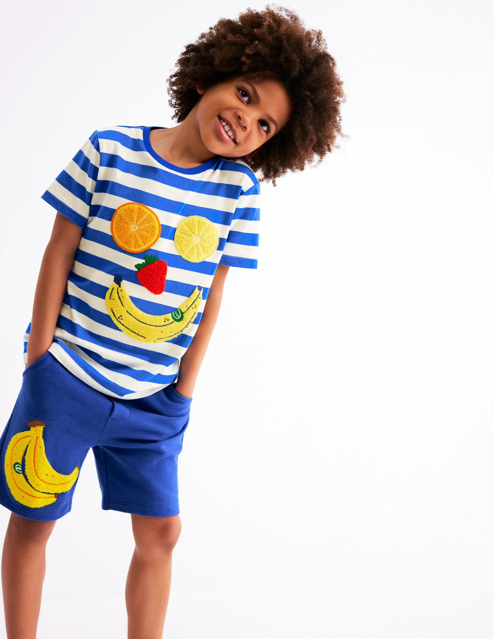 Bouclé-T-Shirt-Galerieblau/Naturweiß Fruchtgesicht - Image 3