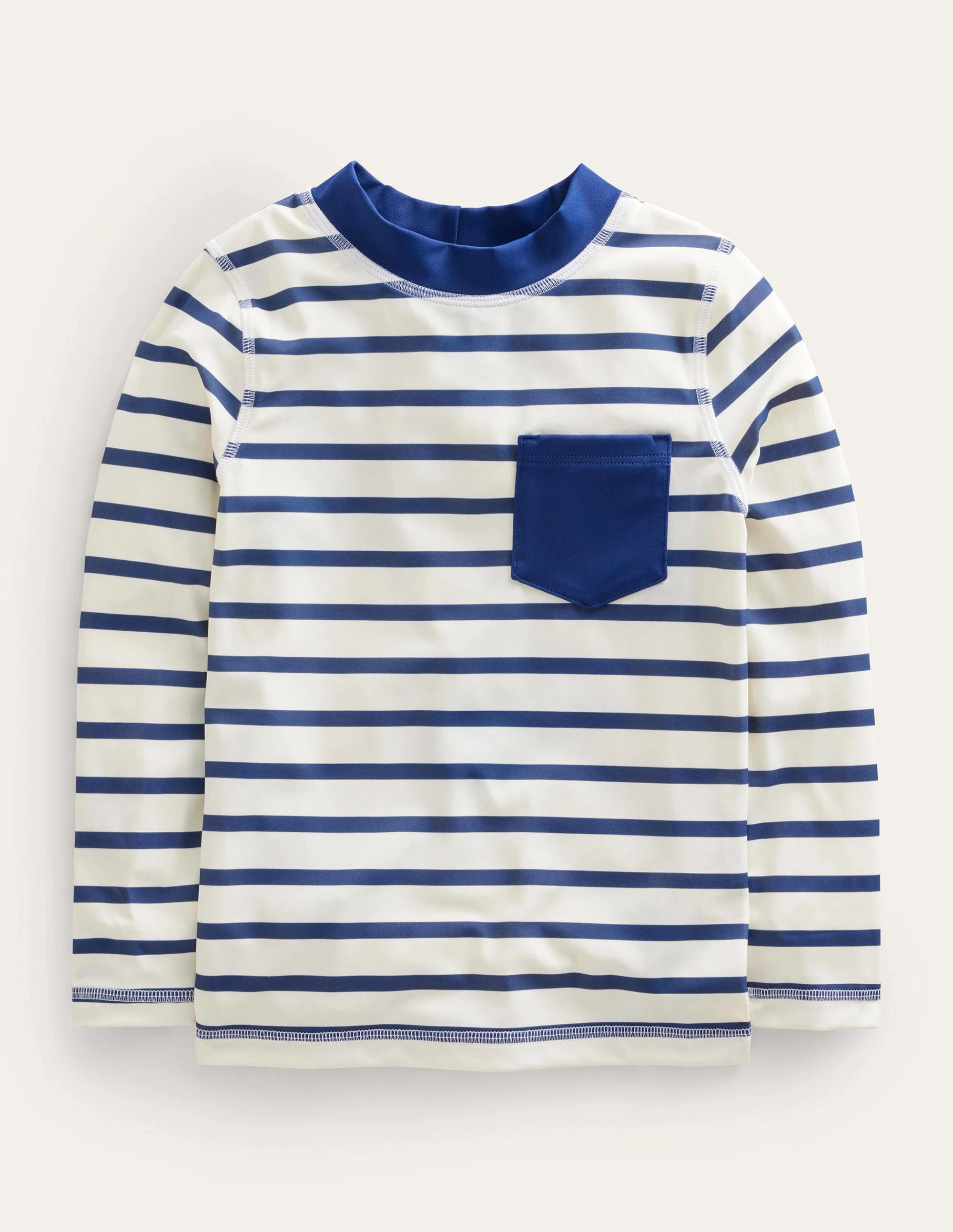 Breton-Badeshirt-Schuluniform-Marineblau/Naturweiß Gestreift