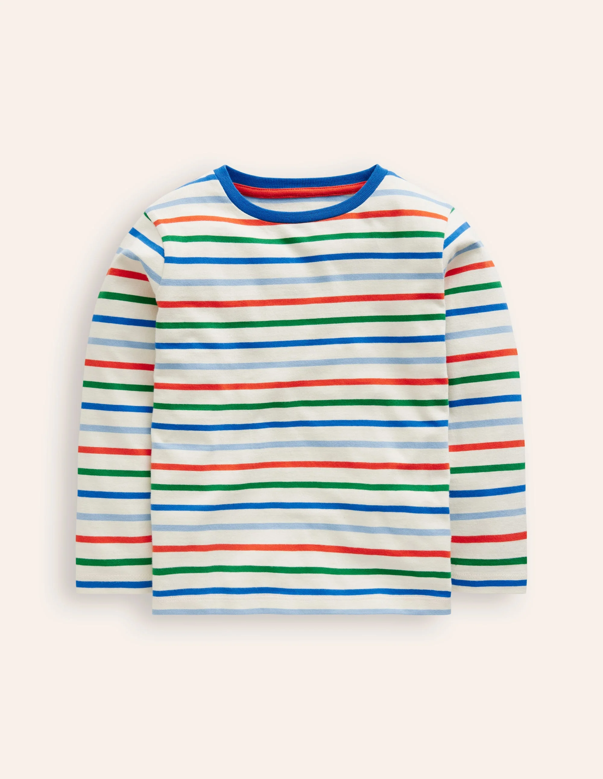 Breton-T-Shirt für den Alltag-Griechisches Blau/Knallrot