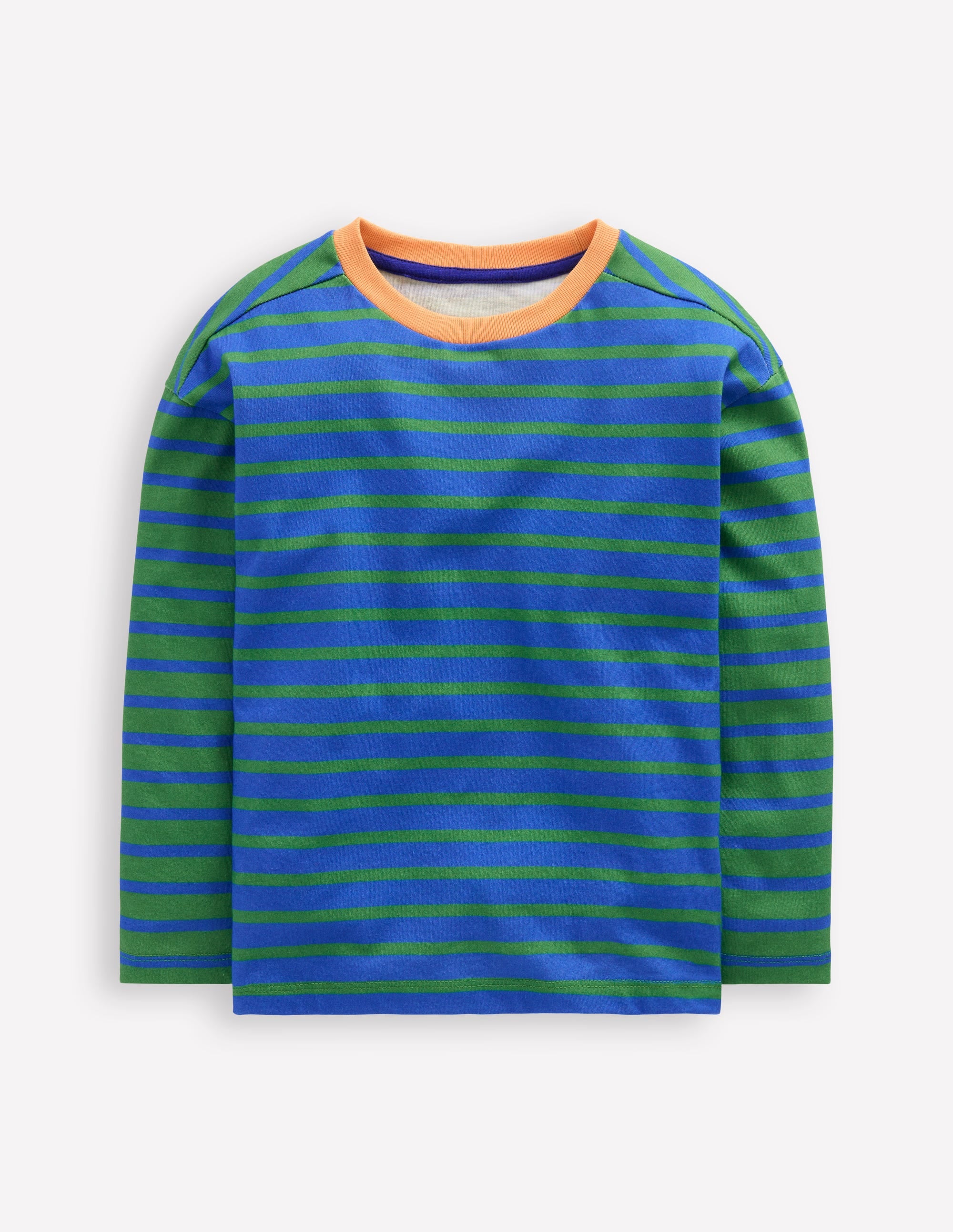 Breton-T-Shirt-Leuchtendes Blau/Leguangrün