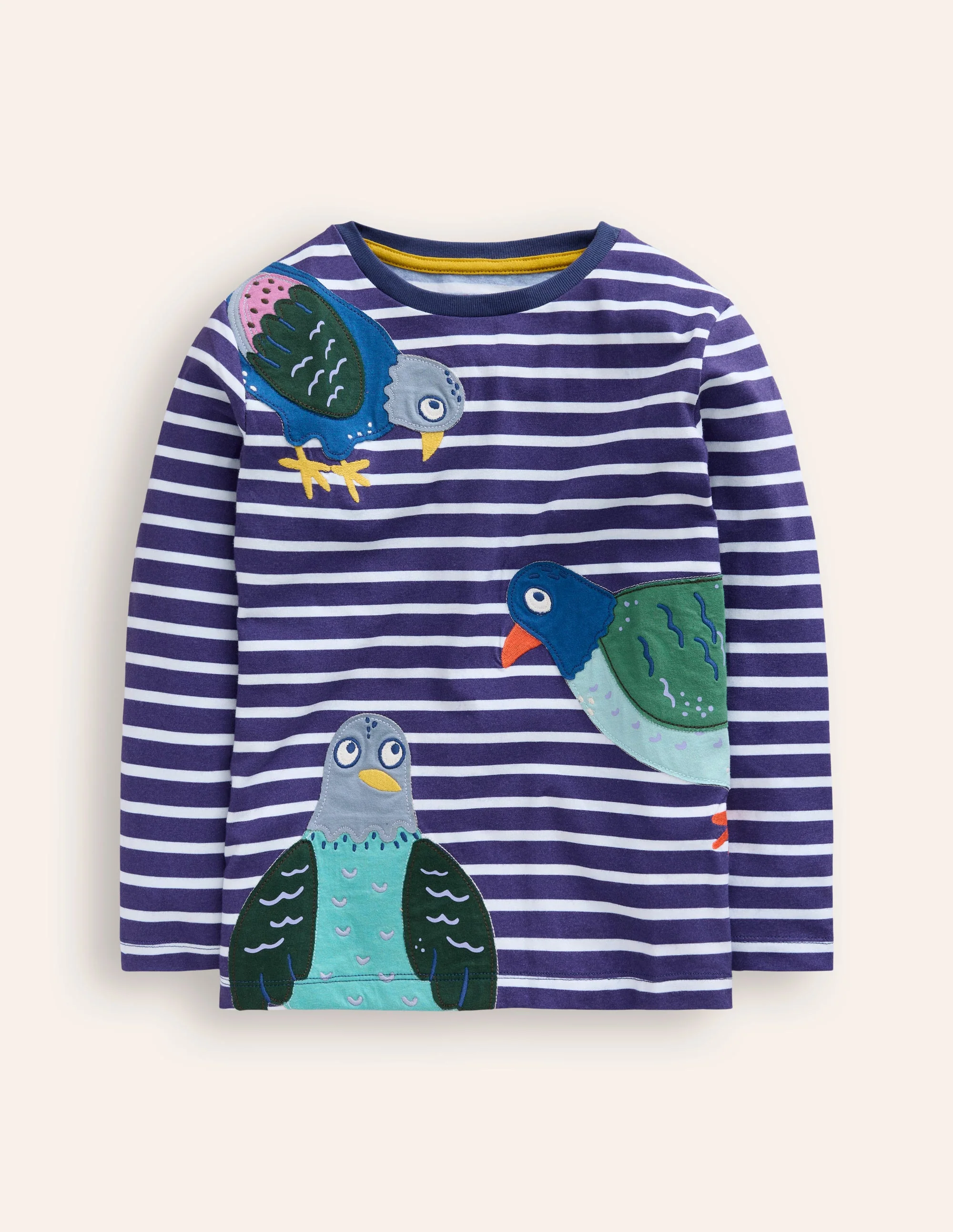 Bretonshirt mit Applikation-Denim Blau und Naturweiß Tauben - Image 3