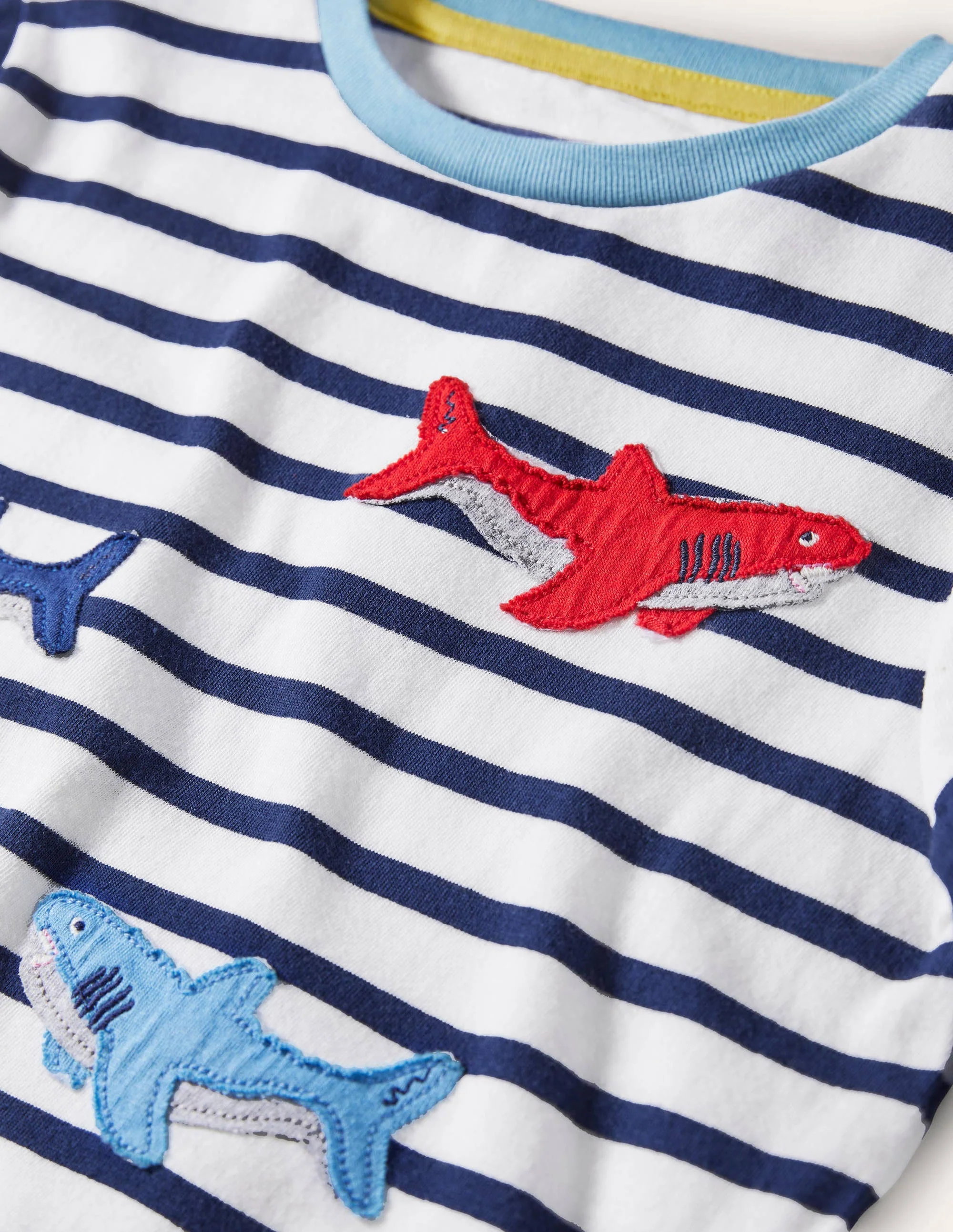 Bretonshirt mit Applikation-Schuluniform-Navy/Naturweiß, Haie - Image 3