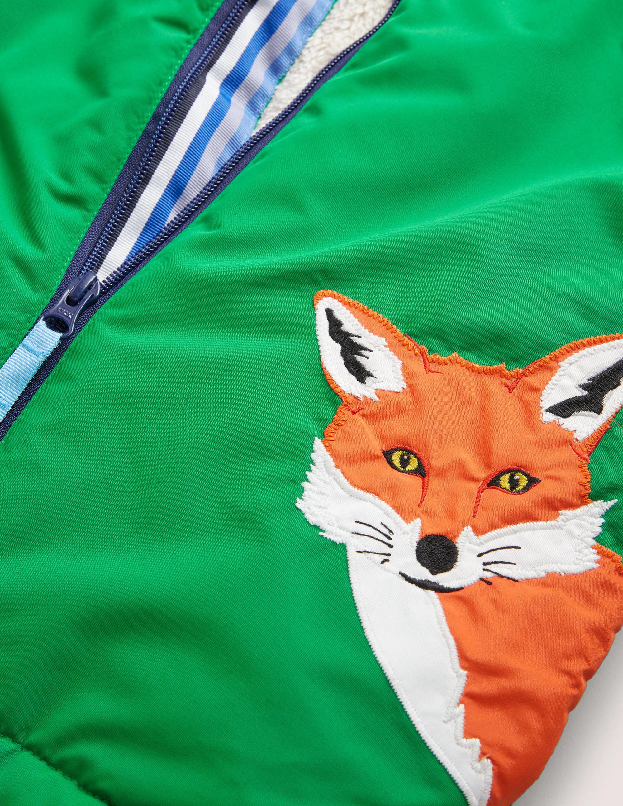 Colourblock Sherpa-Lined Fox Print Anorak-Schottengrün, Fuchs - Image 3