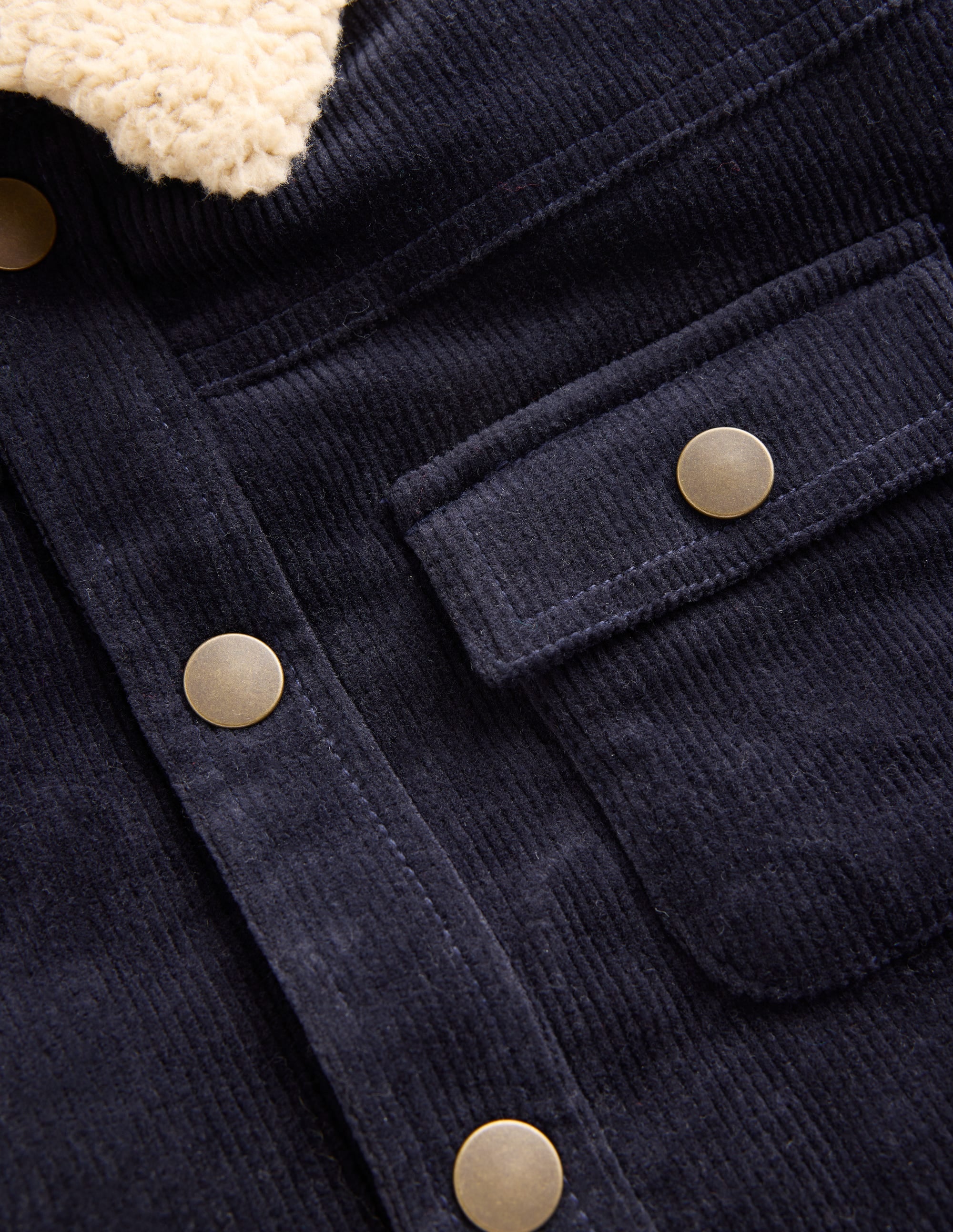 Cordjacke mit Teddyfellfutter-Schuluniform-Marineblau - Image 3