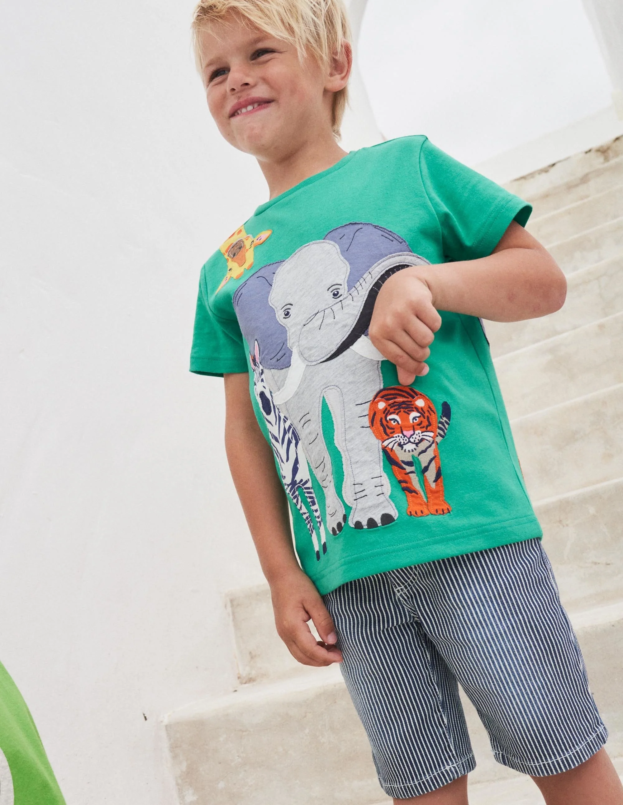 Denimshorts mit Adventure-Flex-Indigoblau, Feine Streifen - Image 4