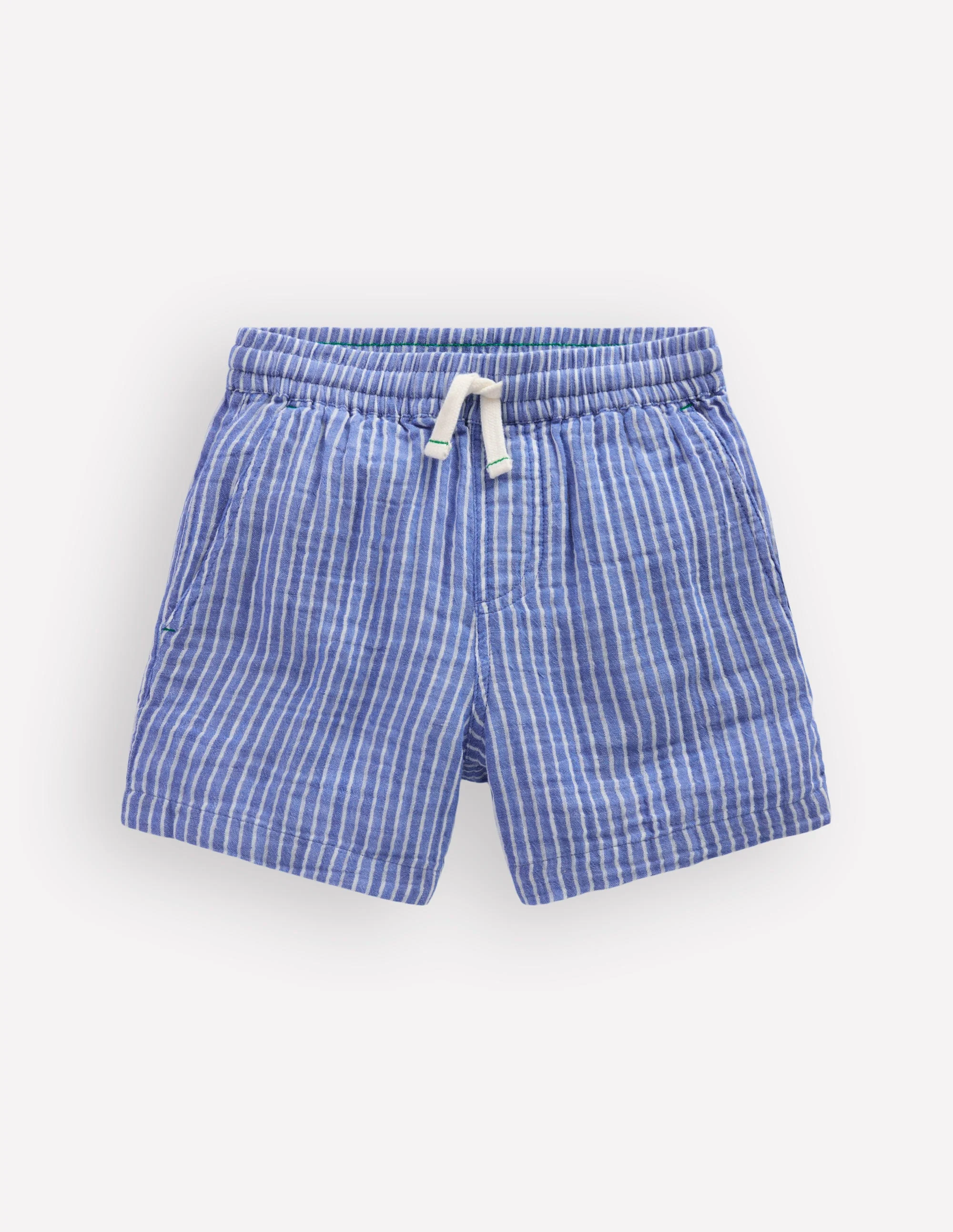 Doppeltuch-Shorts-Blau und Naturweiß mit Streifen - Image 3