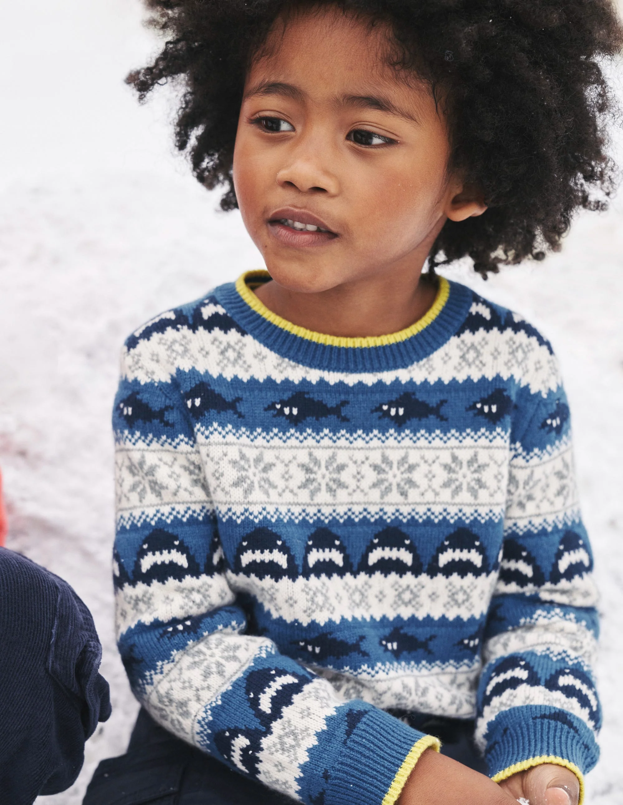 Durchgehender Fair-Isle-Pullover-Dunkles Kobaltblau Haie - Image 4