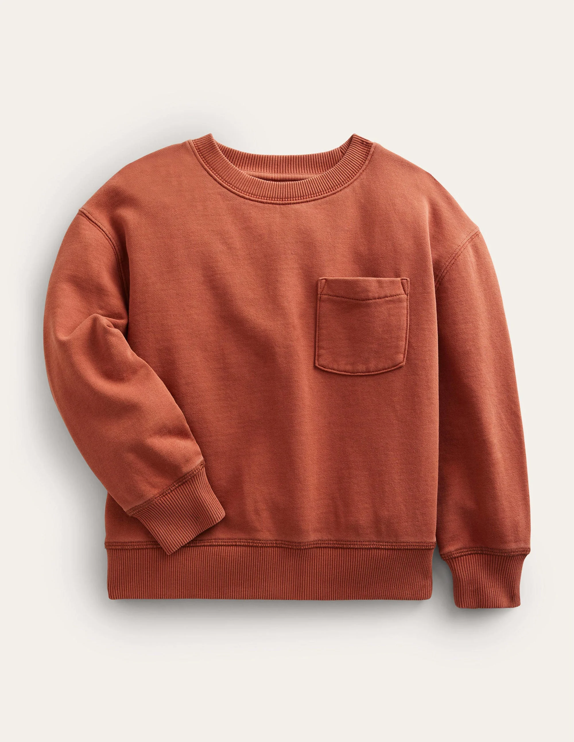 Einfarbiges Baggy-Sweatshirt-Kastanienbraun