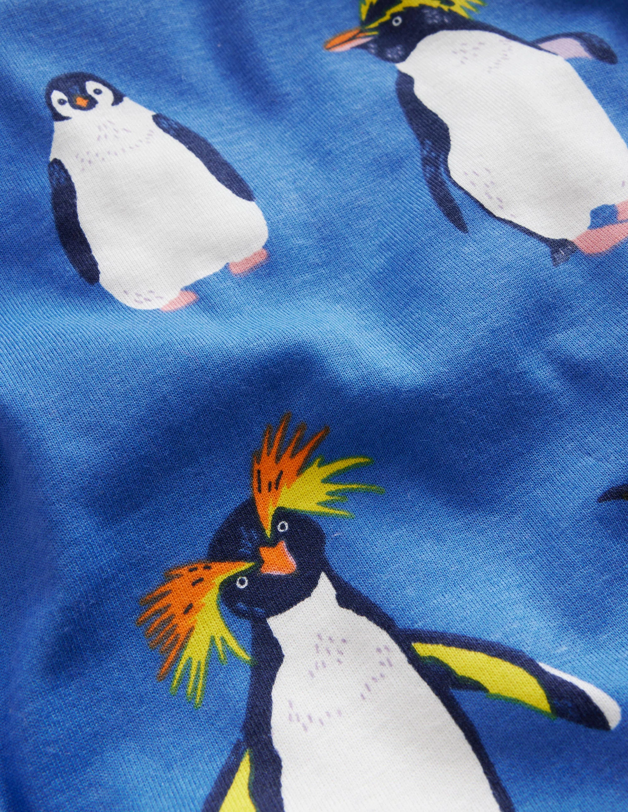 Eng anliegender, langer Schlafanzug-Blau Pinguine - Image 3
