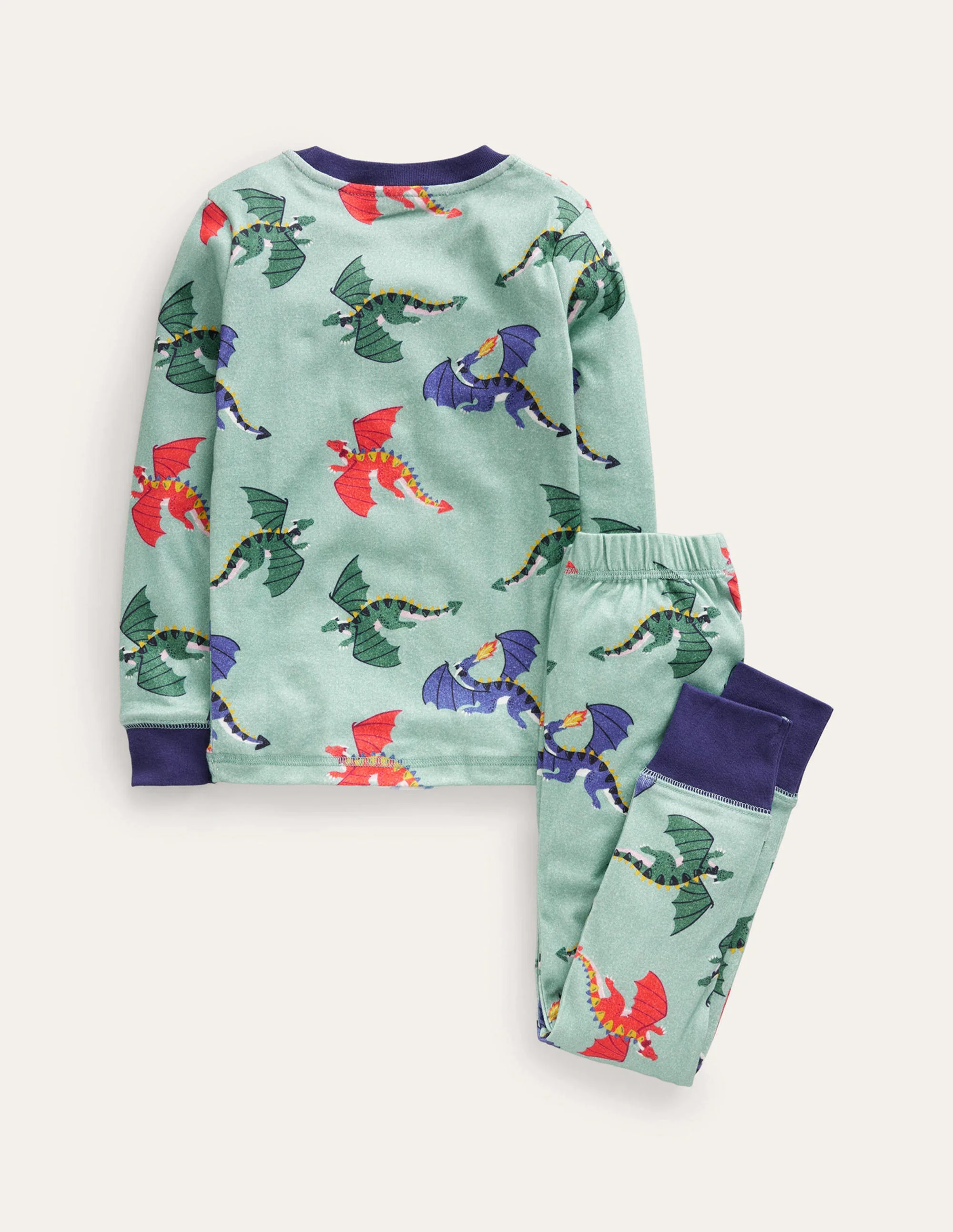 Eng anliegender, langer Schlafanzug-Georgisch-Blau Drachen - Image 2