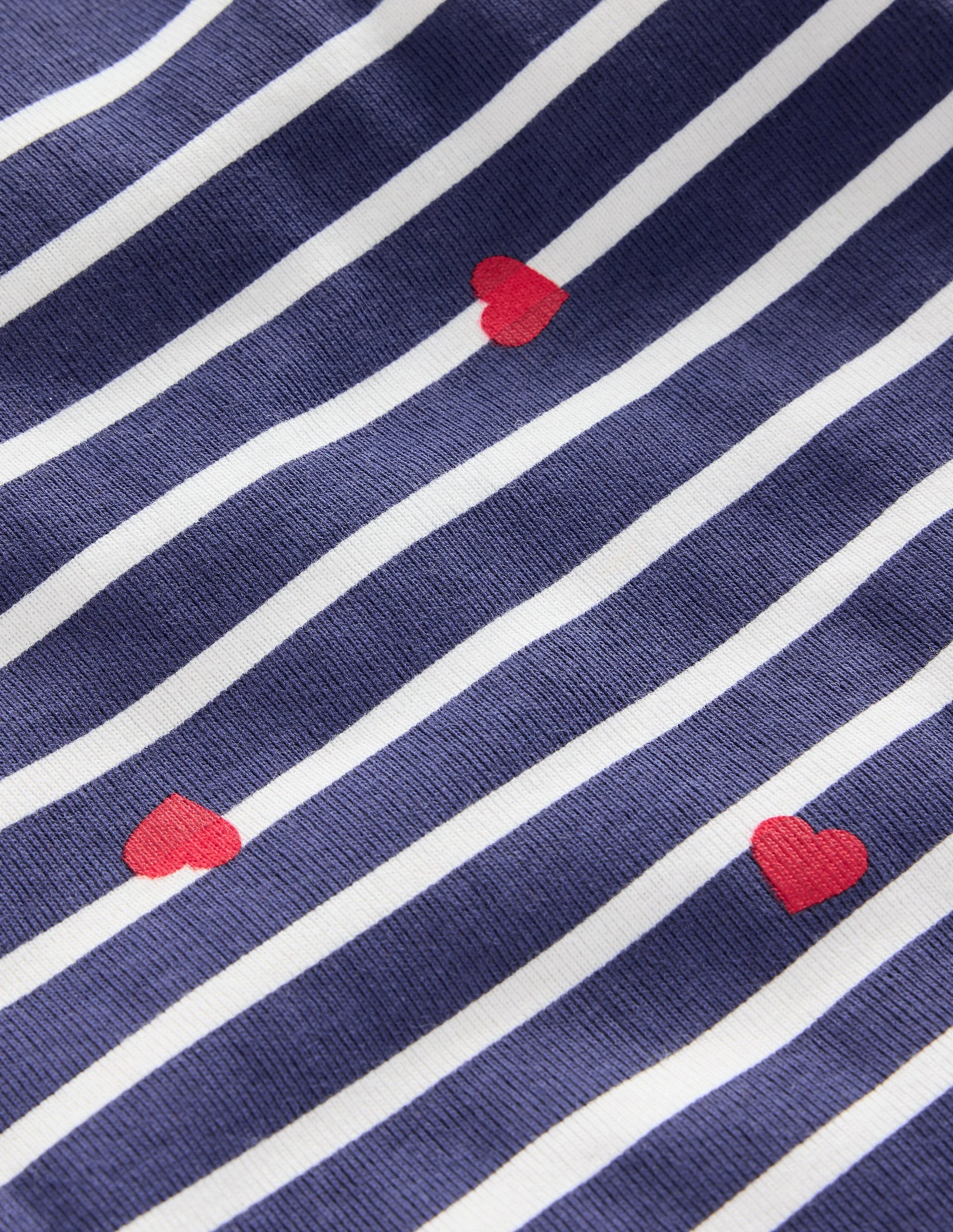 Eng anliegender, langer Schlafanzug-Marineblau Breton mit winzigen Herzen - Image 3