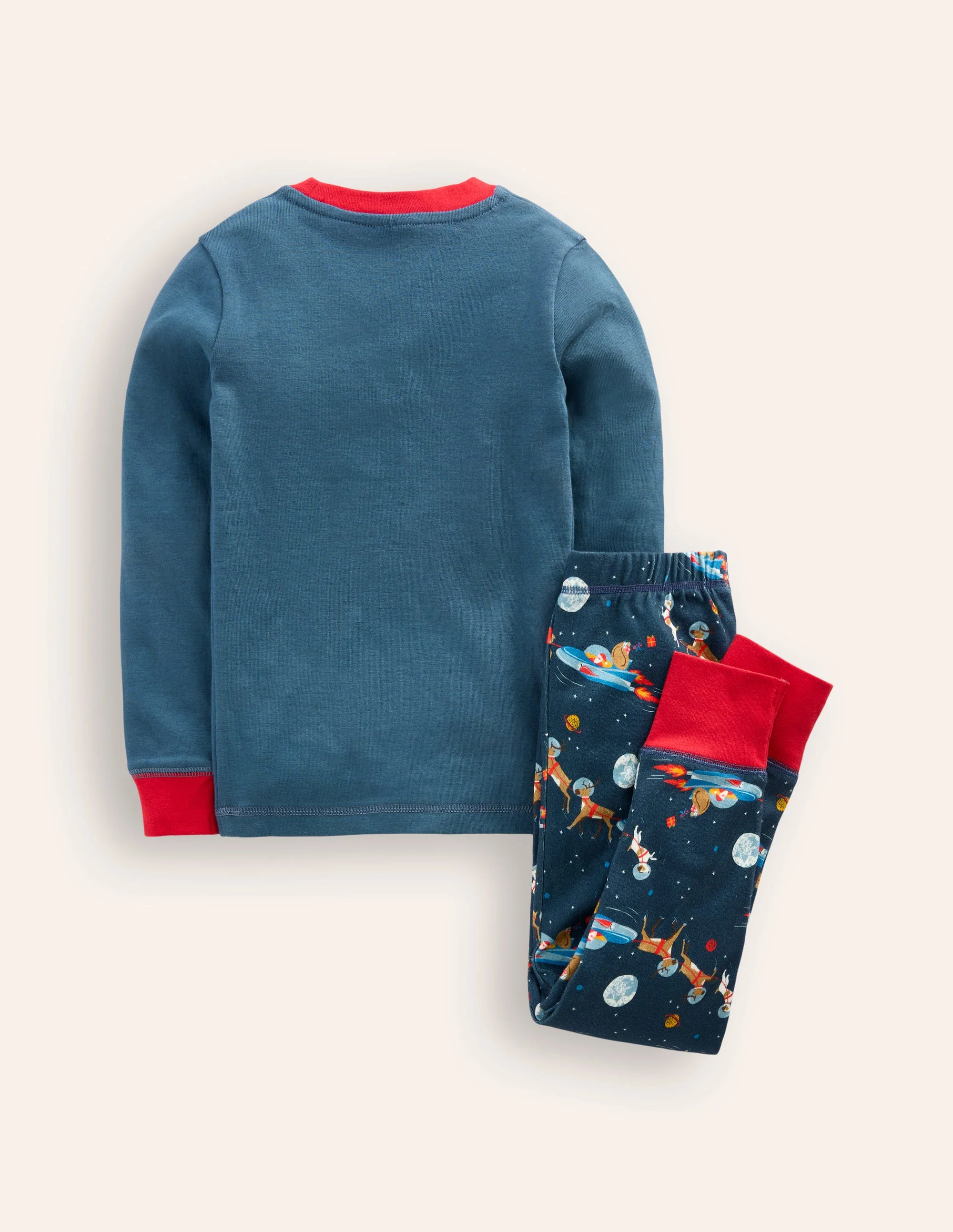 Eng anliegender, langer Schlafanzug-Roboter Blau Weltall Weihnachtsmann - Image 2